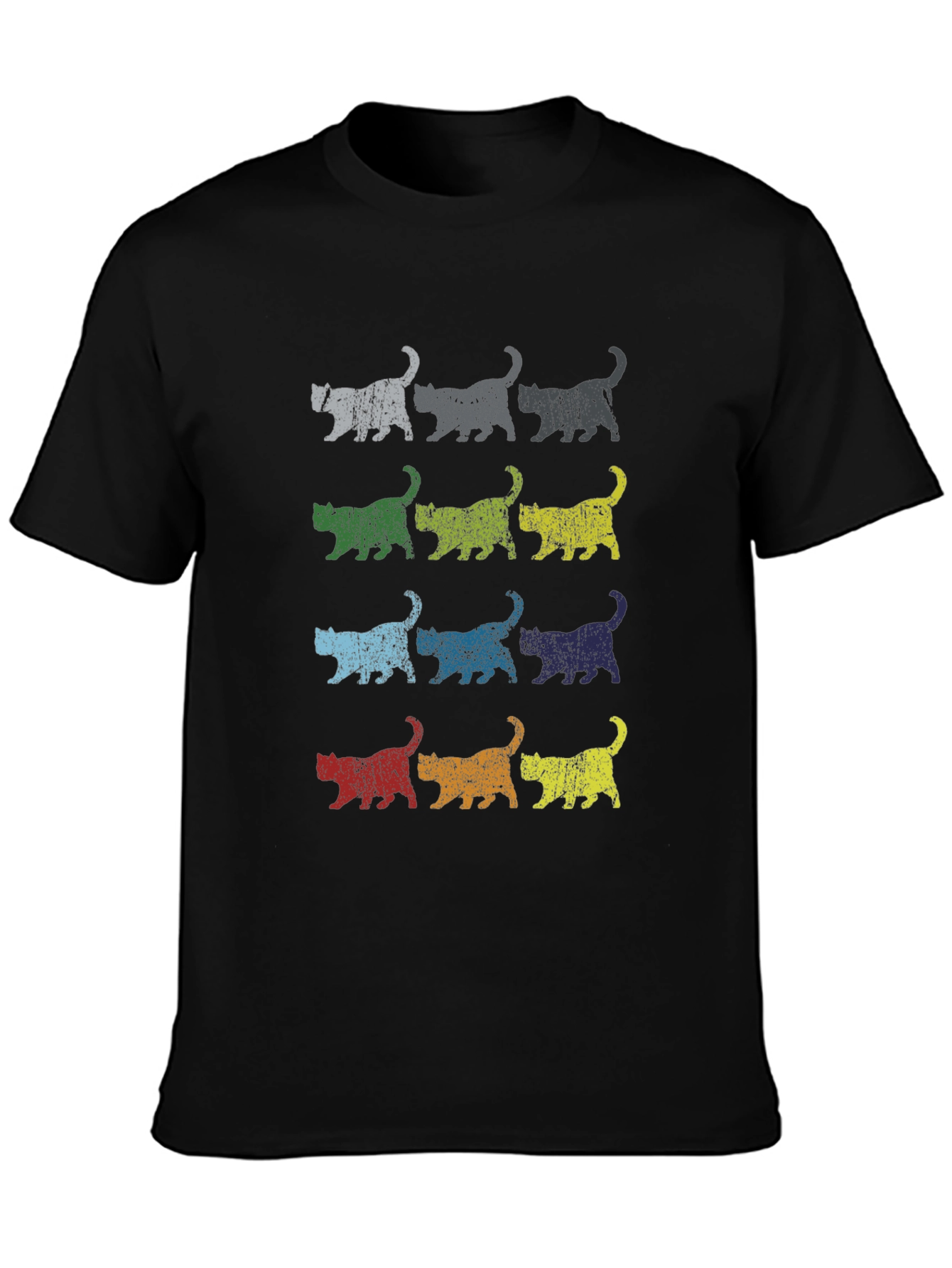 Retro Cats Graphic Tee - Distressed Style