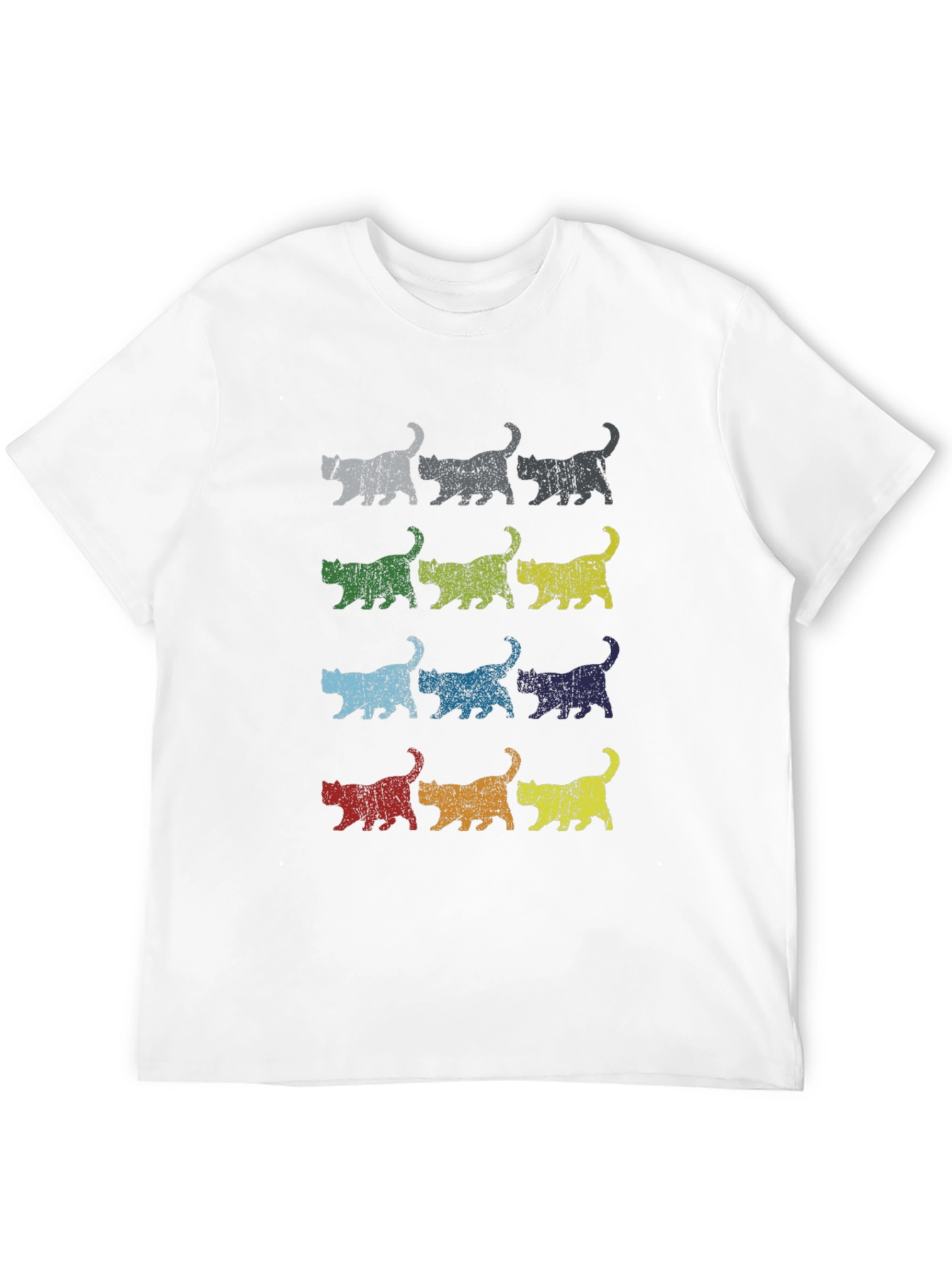 Retro Cats Graphic Tee - Distressed Style