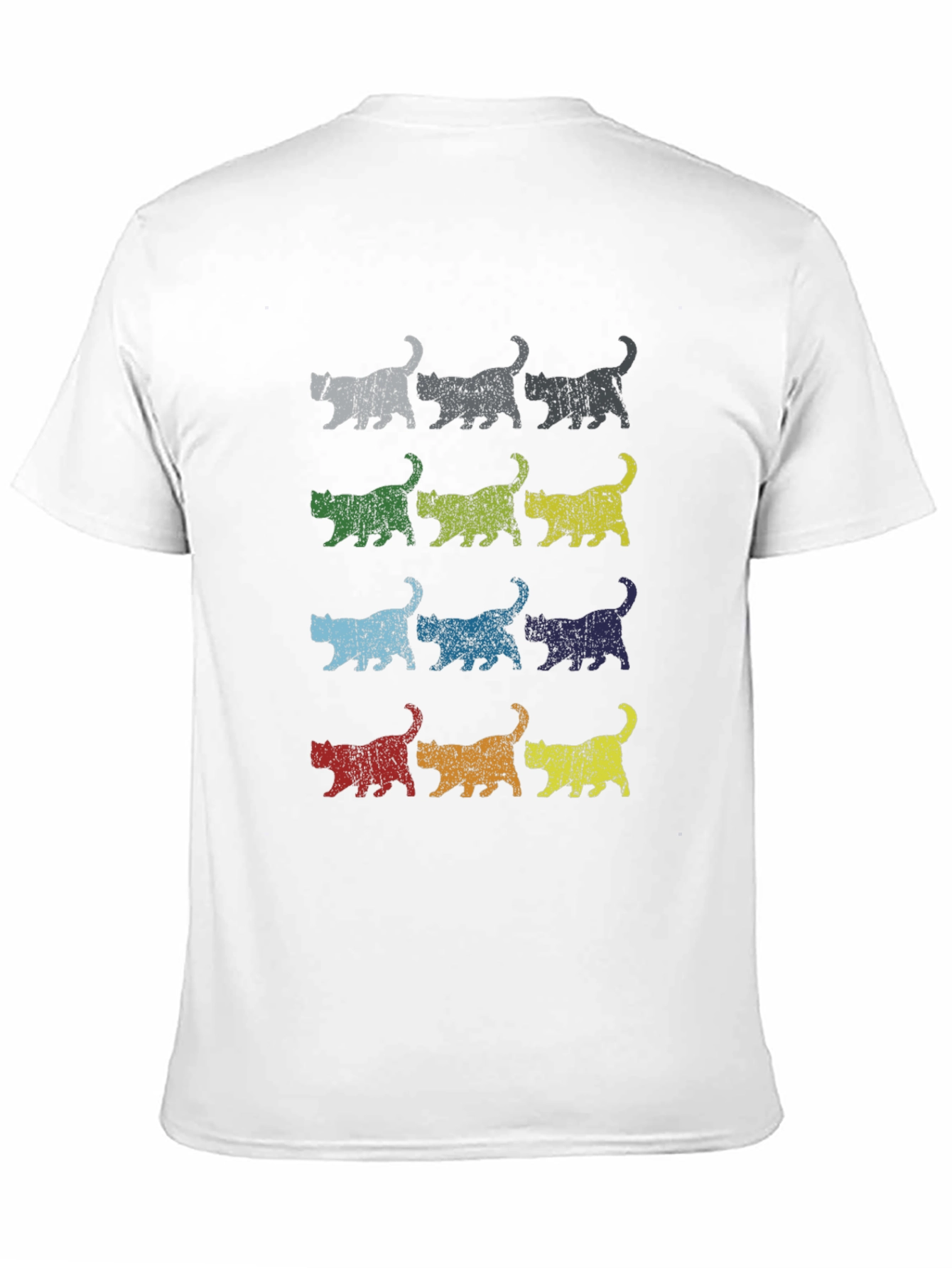 Retro Cats Graphic Tee - Distressed Style