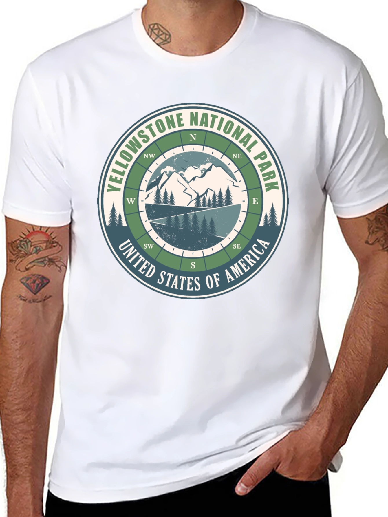 Yellowstone National Park Compass Graphic T-Shirt