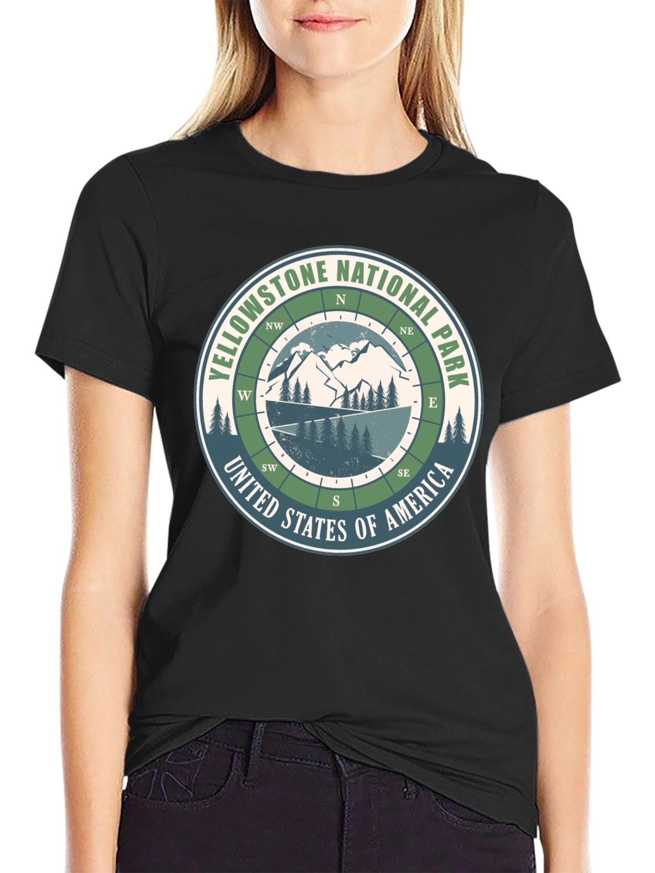 Yellowstone National Park Compass Graphic T-Shirt