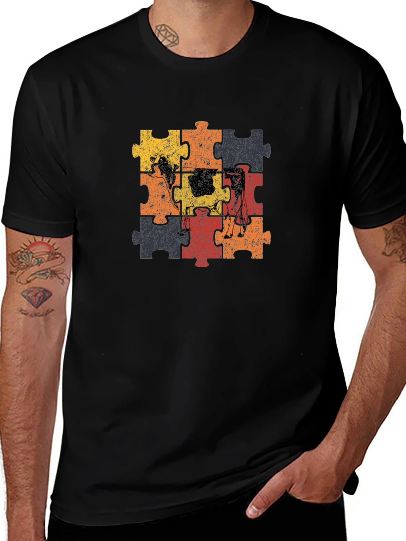 Cow Puzzle Piece Graphic T-Shirt