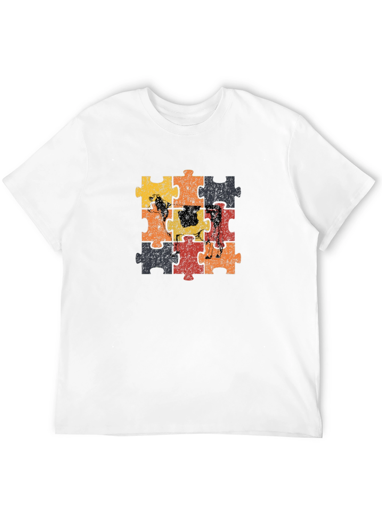 Cow Puzzle Piece Graphic T-Shirt