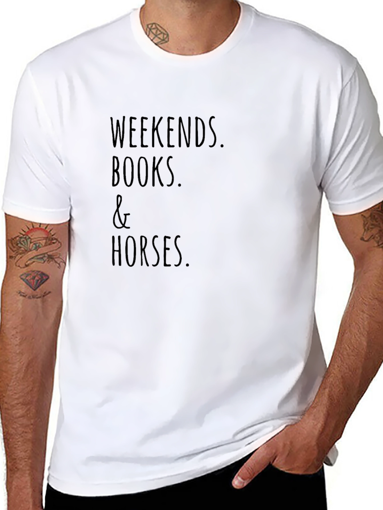 Weekends Books & Horses Black T-Shirt