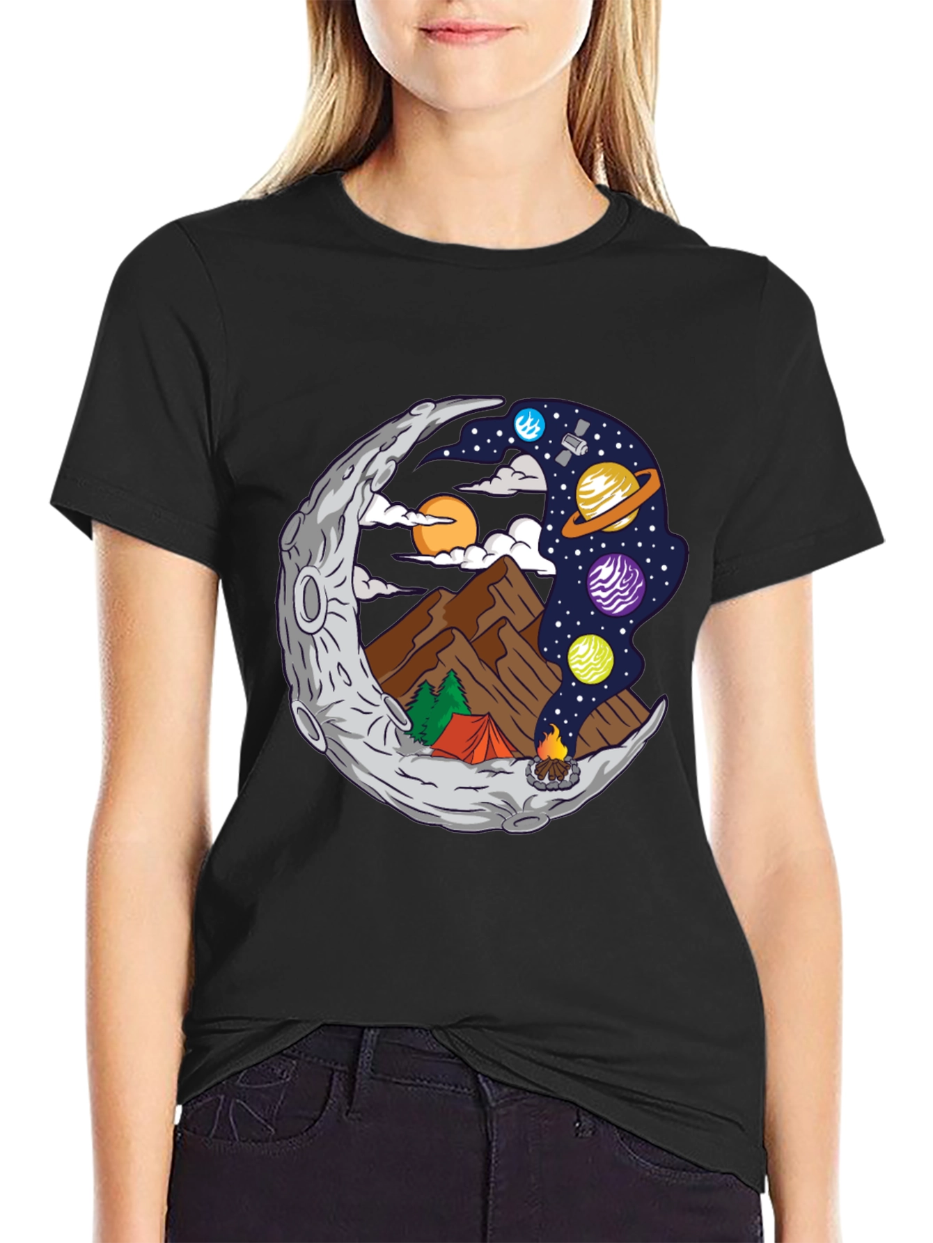 Camping Moon T-Shirt - Adventure Awaits!