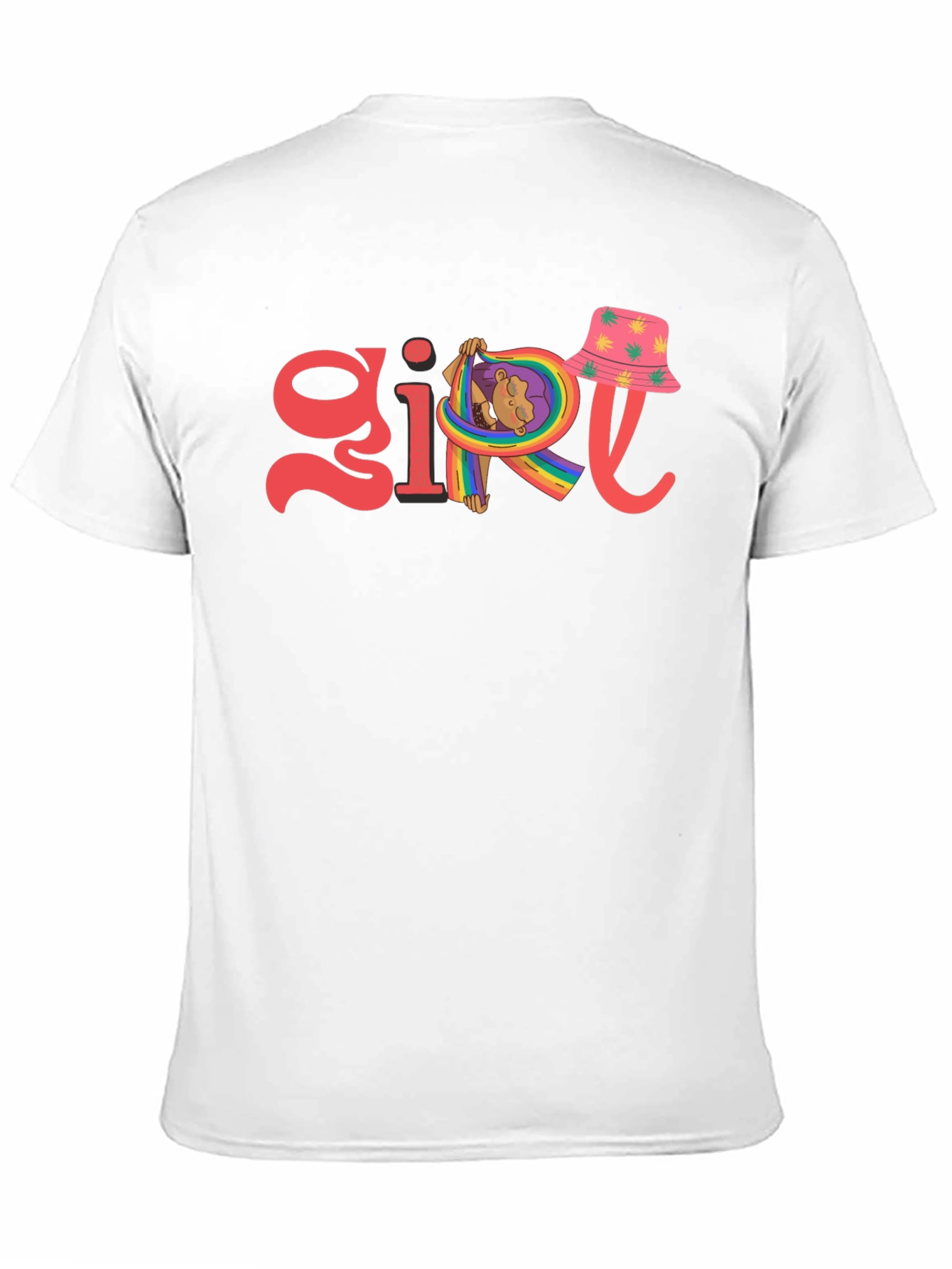 Girl Rainbow Graphic Tee - Black Cotton Blend
