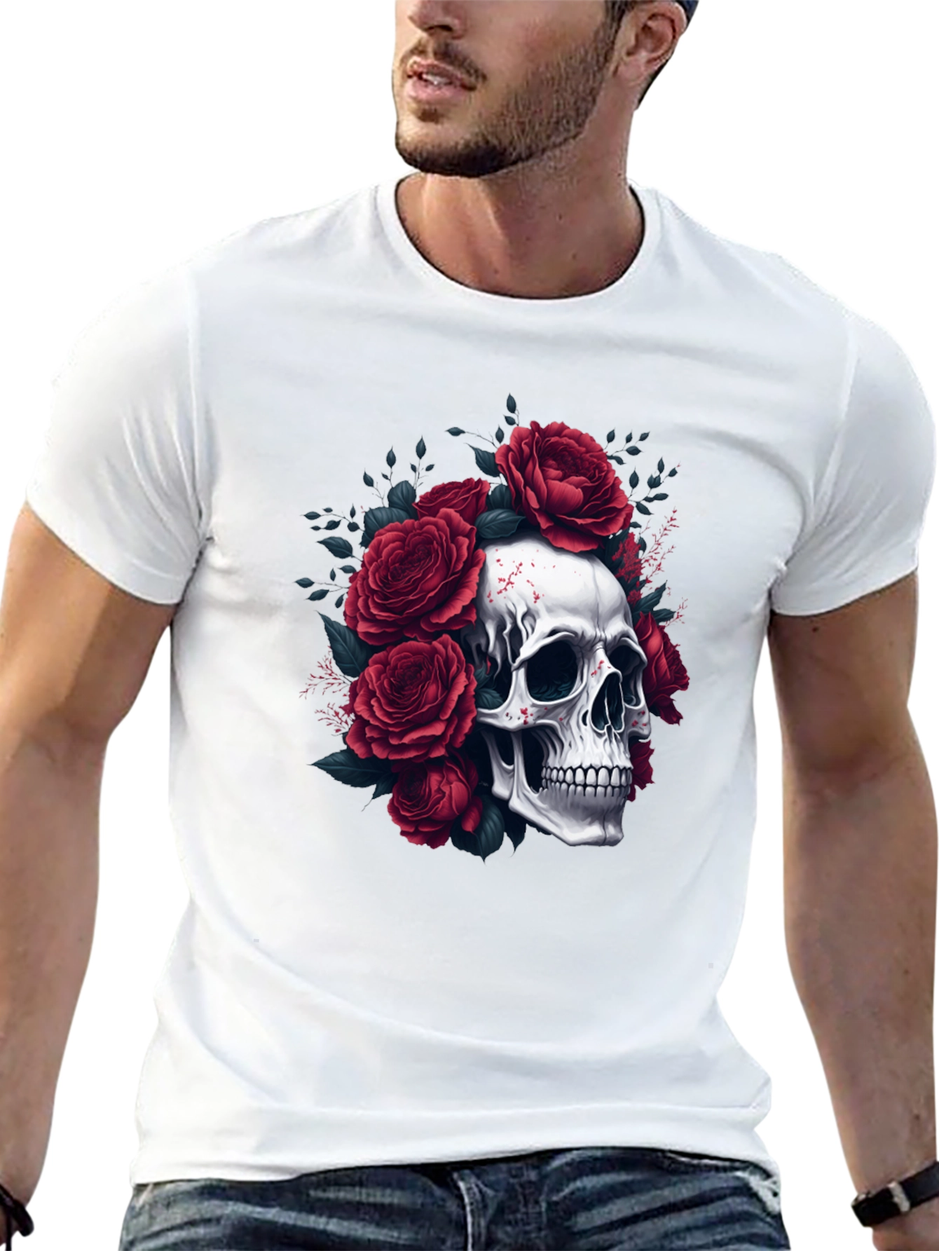 Skull & Roses Graphic Tee - Edgy Style