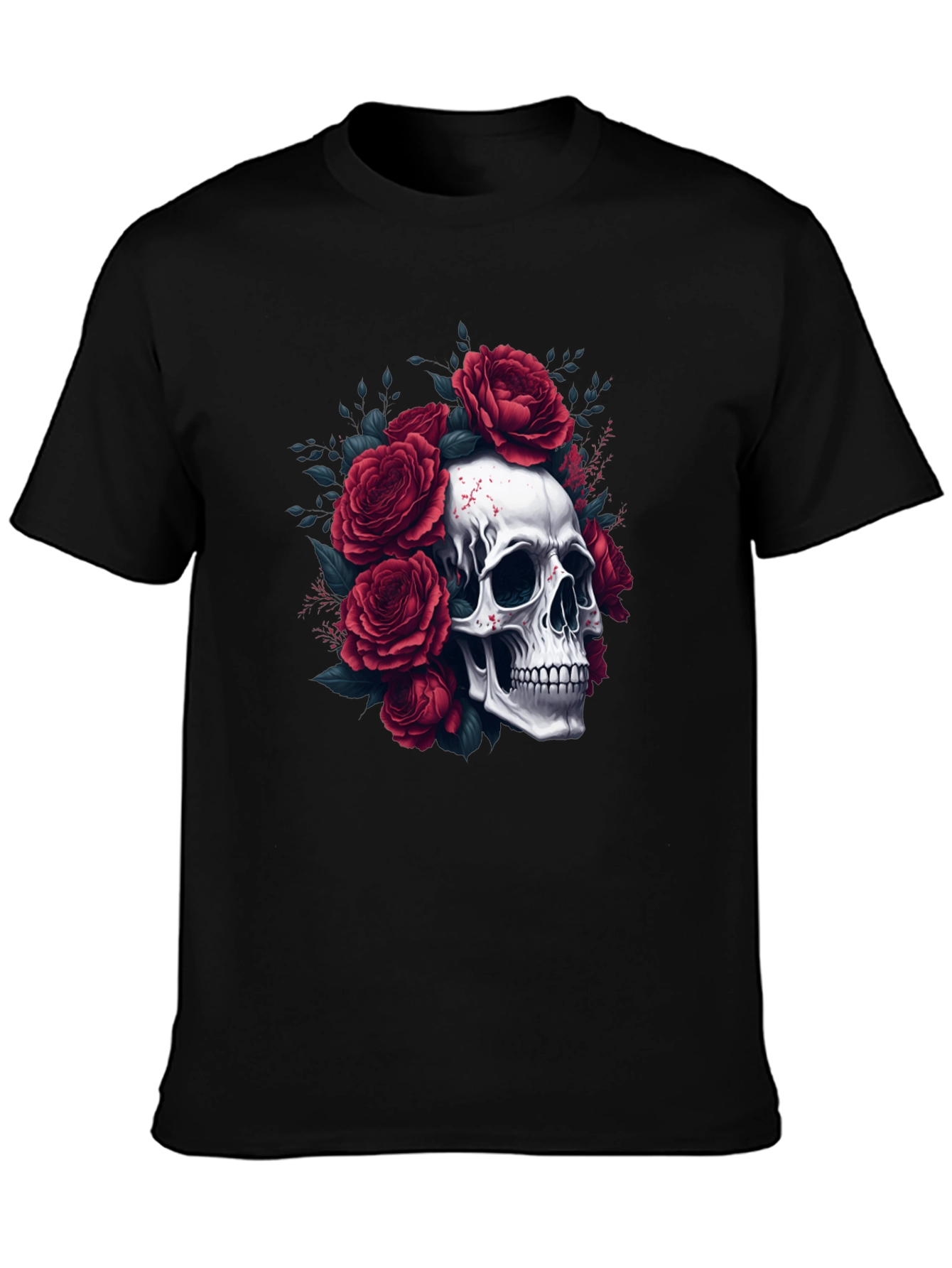 Skull & Roses Graphic Tee - Edgy Style