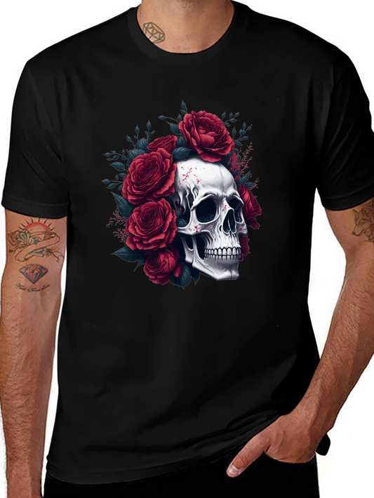 Skull & Roses Graphic Tee - Edgy Style