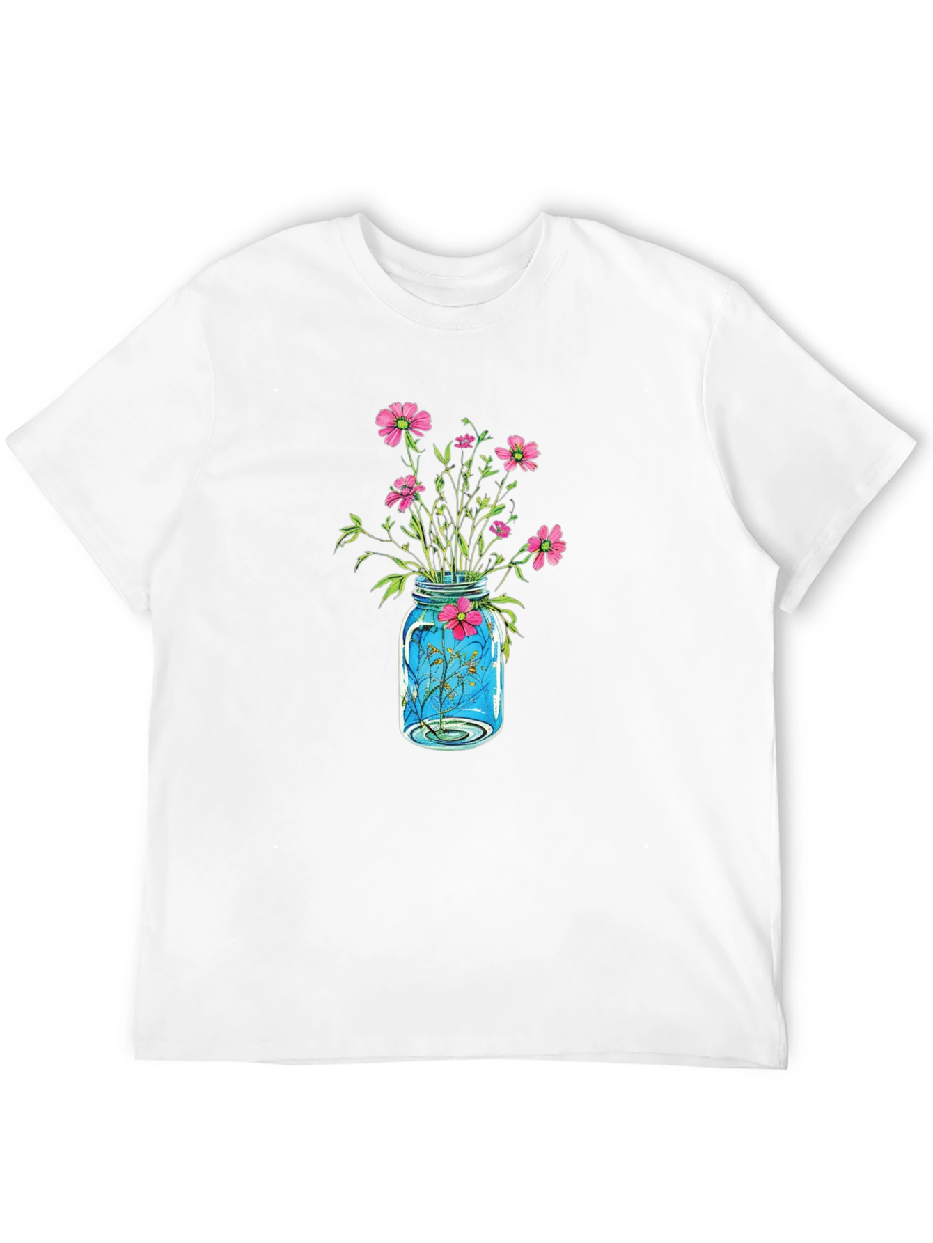 Floral Jar Graphic Tee - Black Casual Shirt