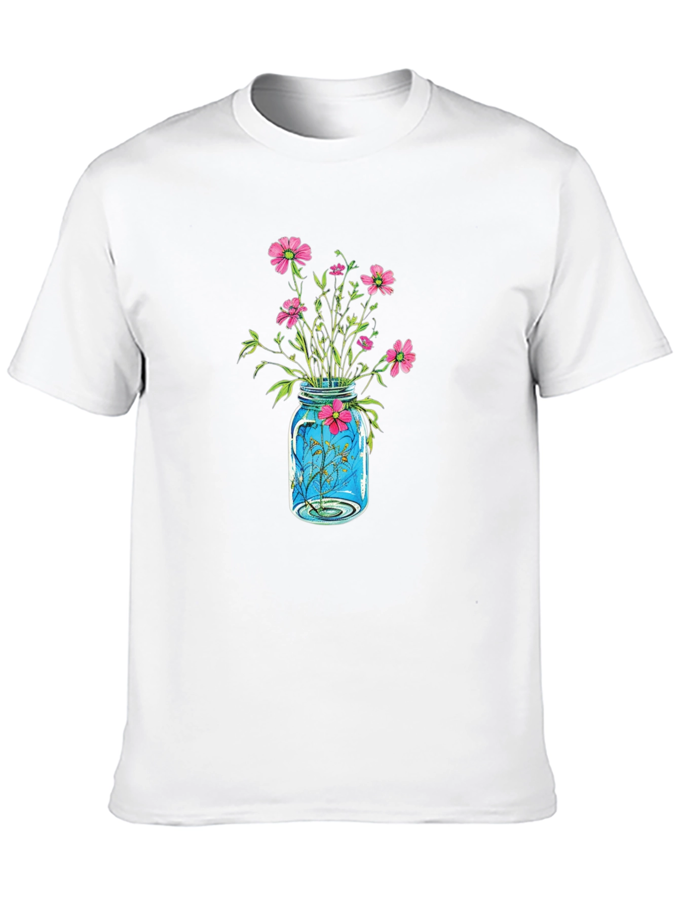 Floral Jar Graphic Tee - Black Casual Shirt