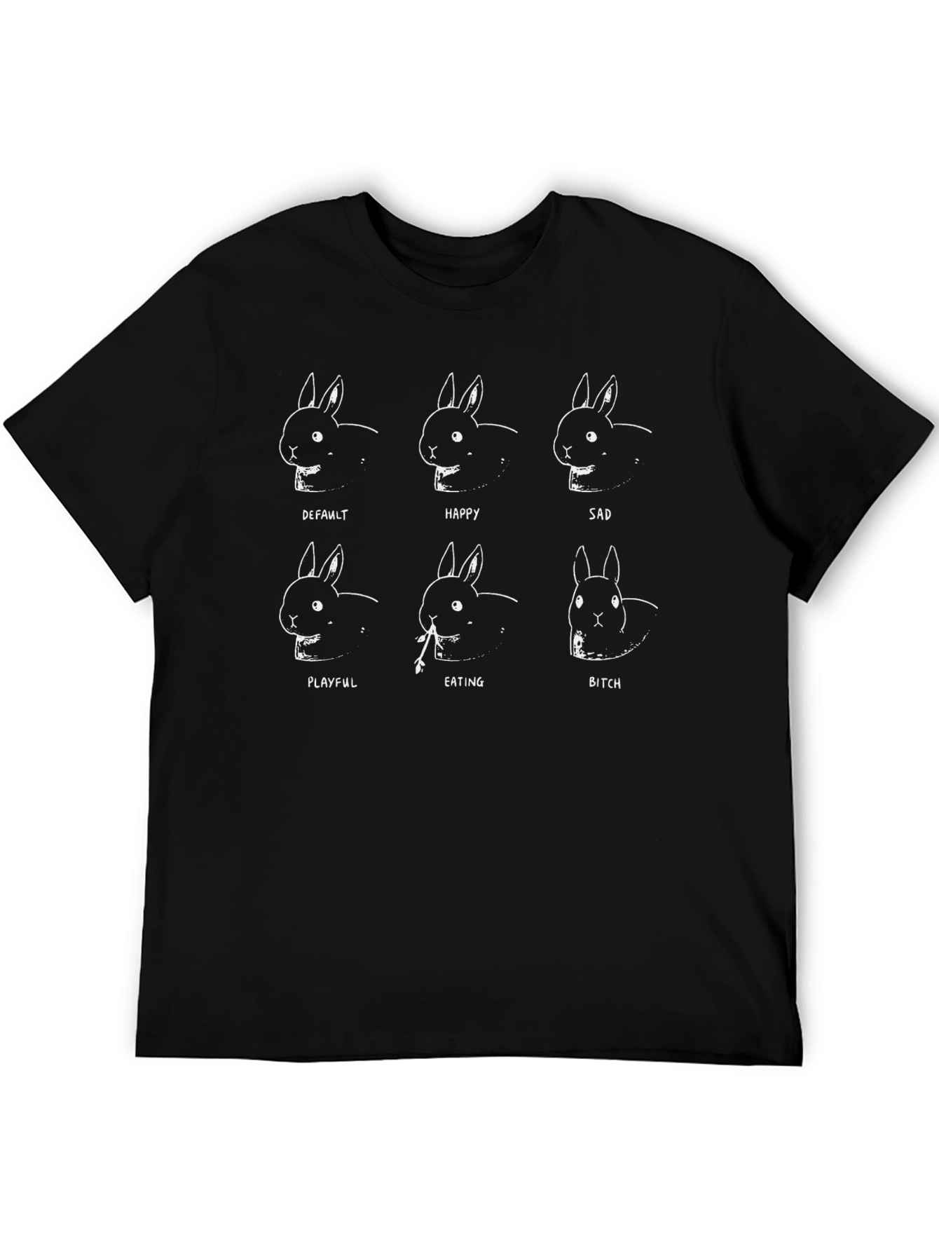 Bunny Moods Graphic Tee - Black Cotton T-Shirt