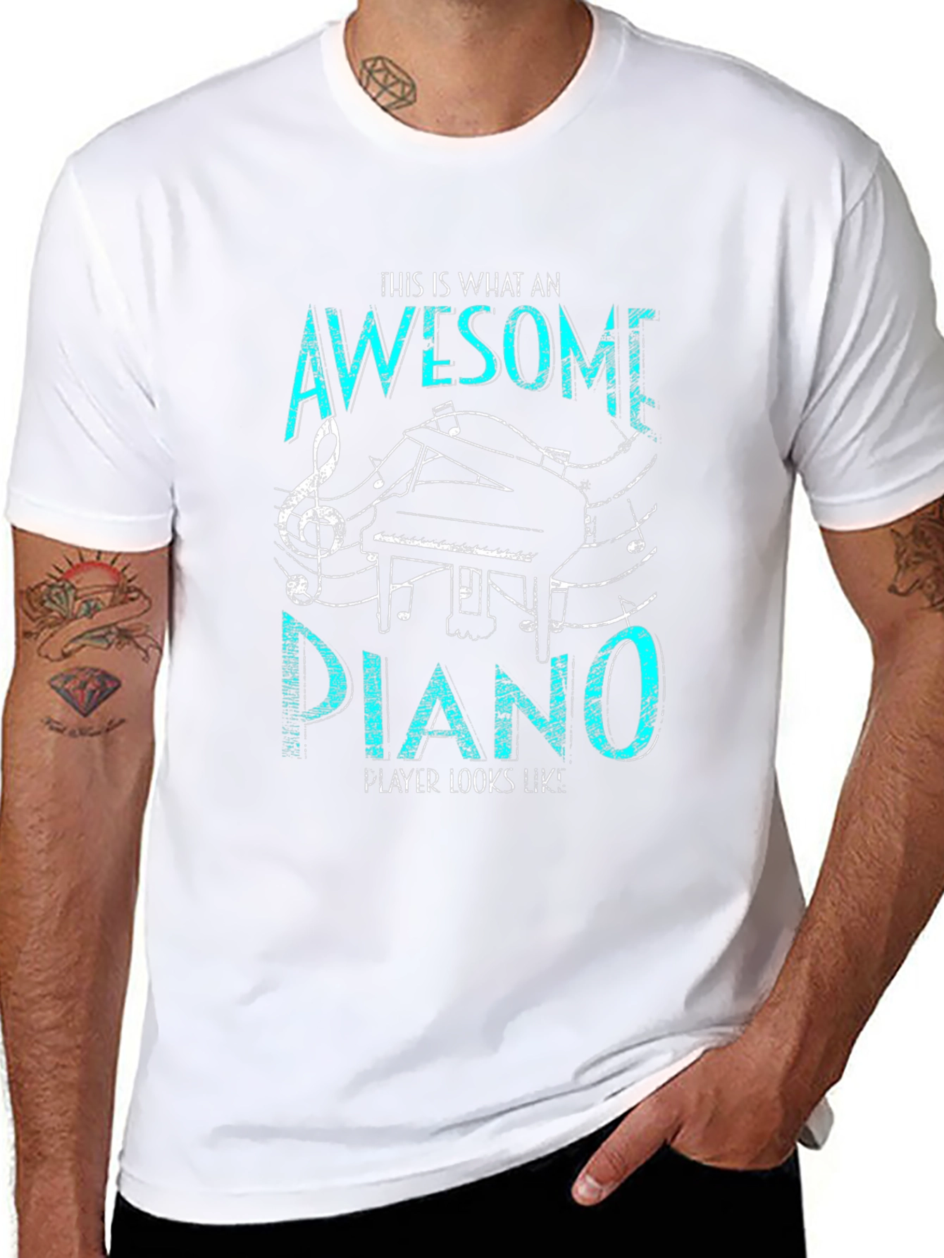 Awesome Piano Player Graphic Tee - Black