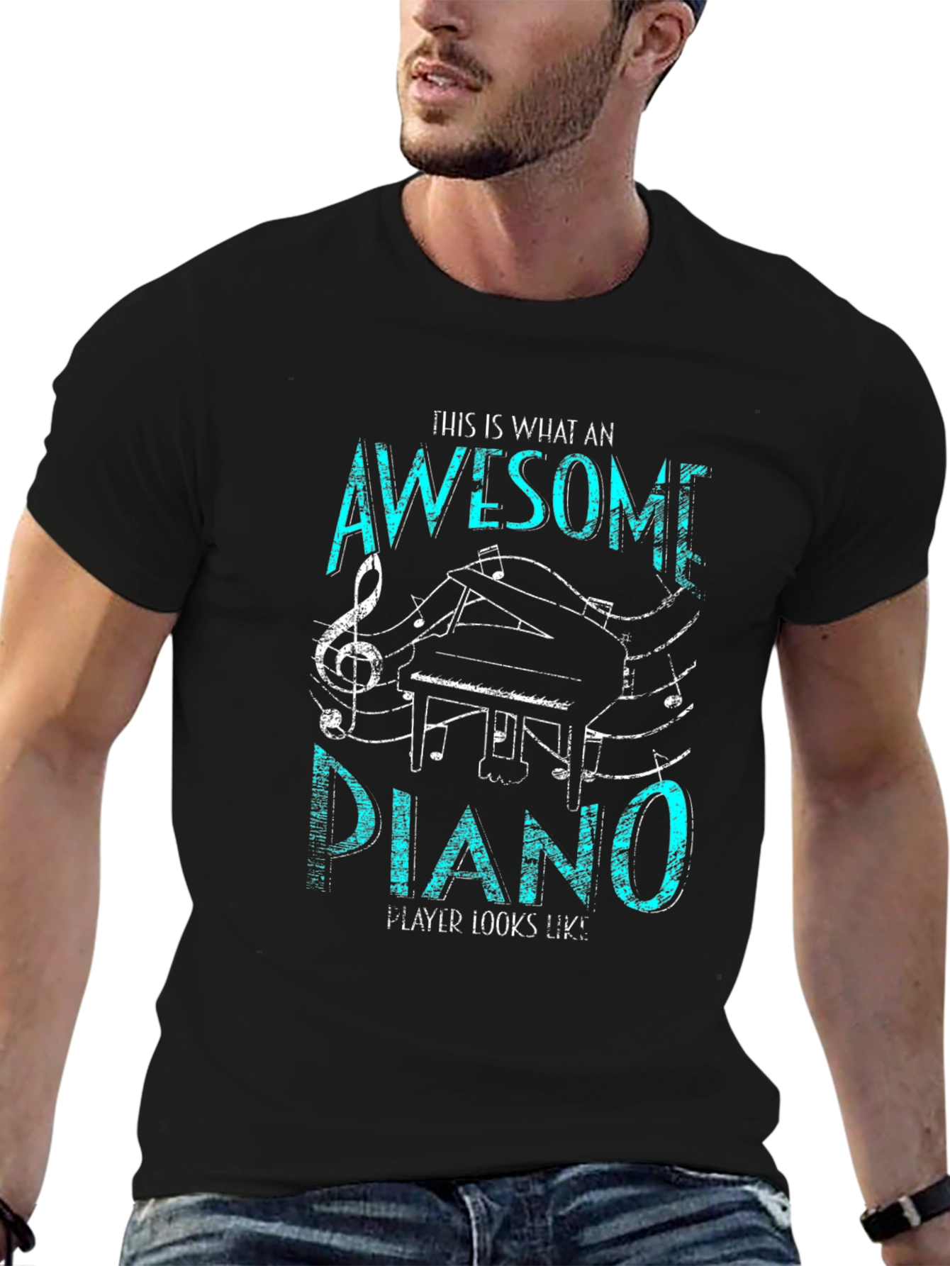 Awesome Piano Player Graphic Tee - Black