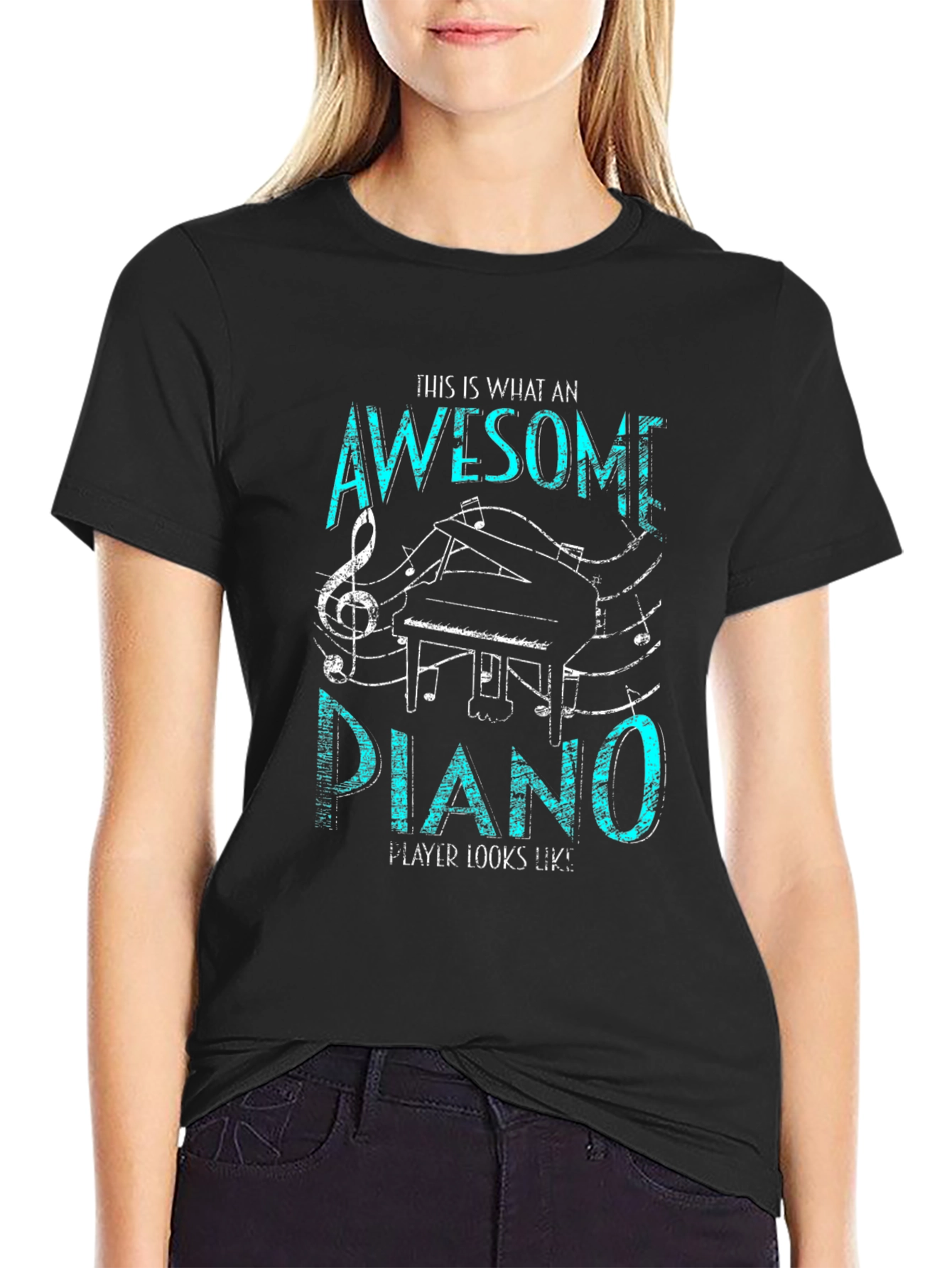 Awesome Piano Player Graphic Tee - Black