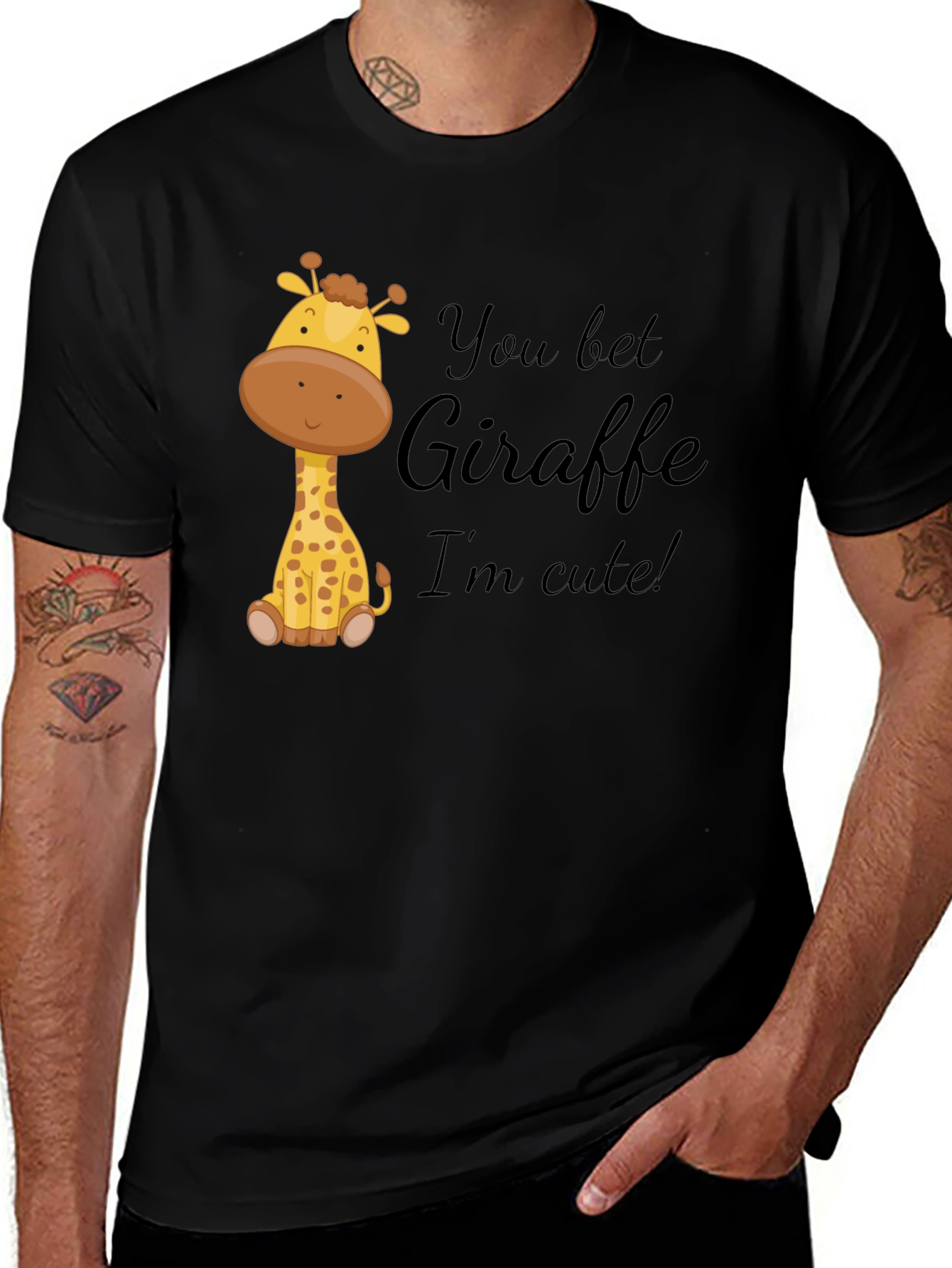 You Bet Giraffe Im Cute! Black Cotton Tee