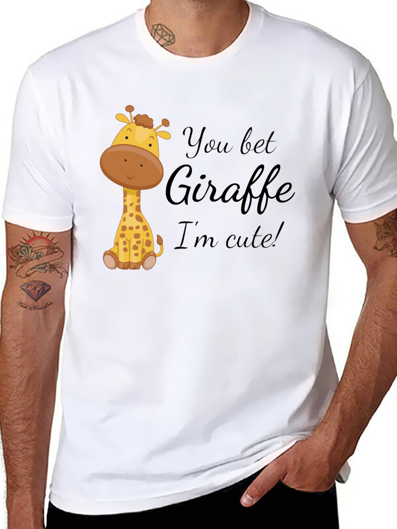 You Bet Giraffe Im Cute! Black Cotton Tee