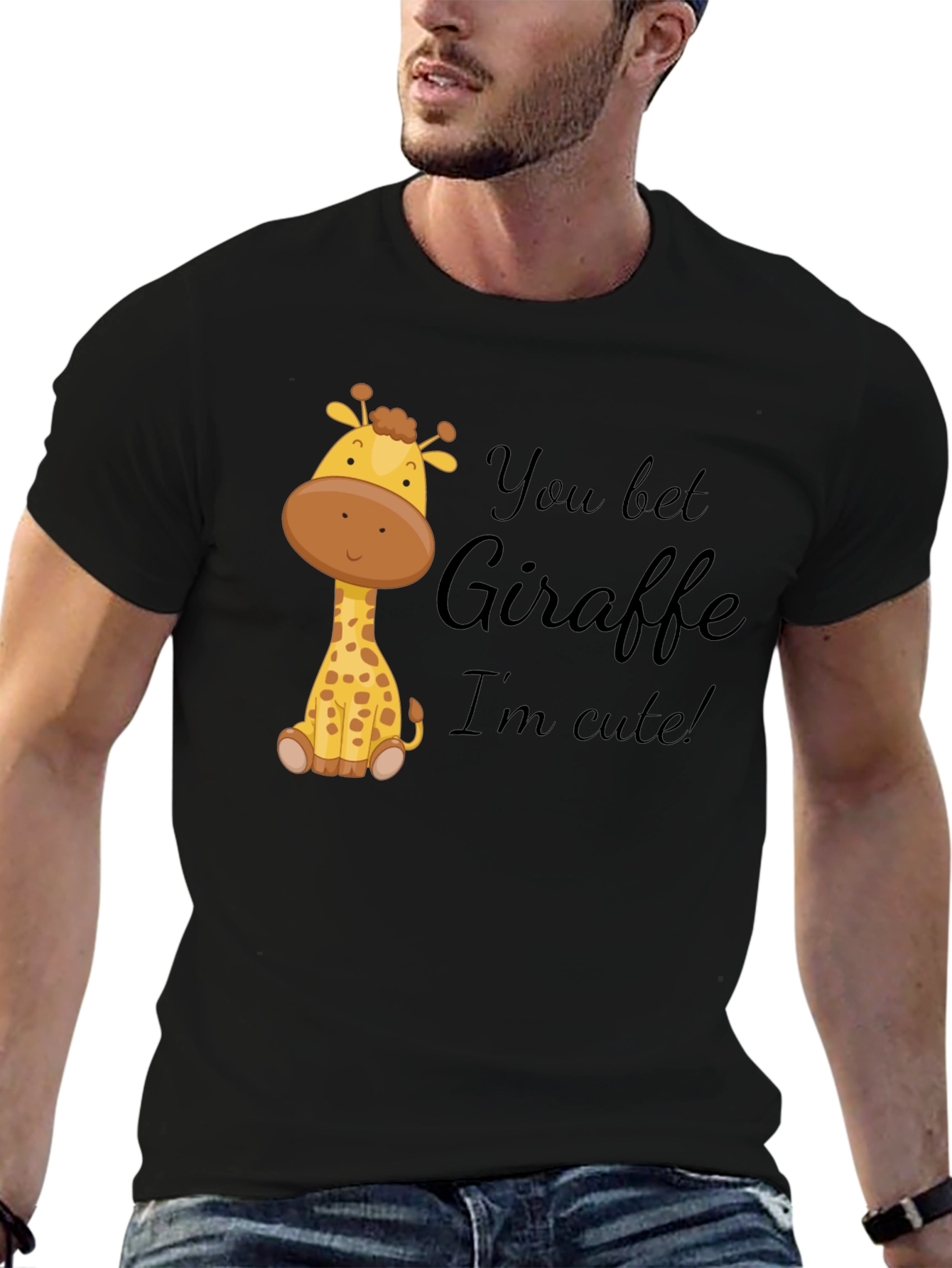 You Bet Giraffe Im Cute! Black Cotton Tee