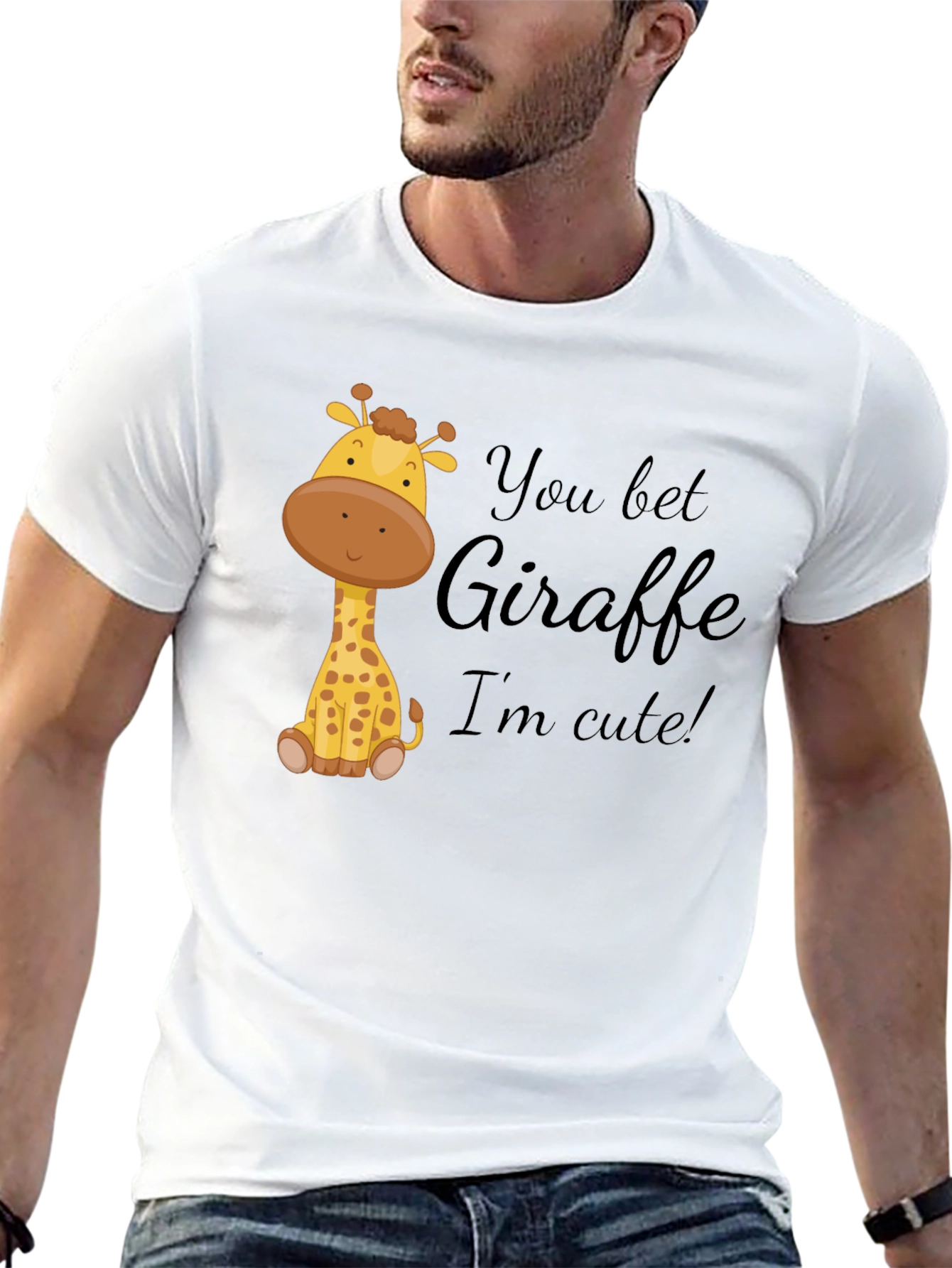 You Bet Giraffe Im Cute! Black Cotton Tee