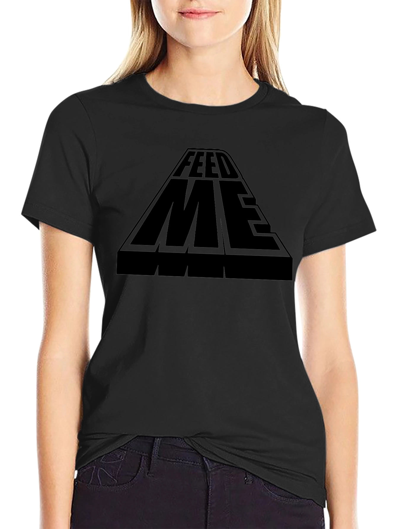Feed Me Graphic Tee - Black Cotton T-Shirt