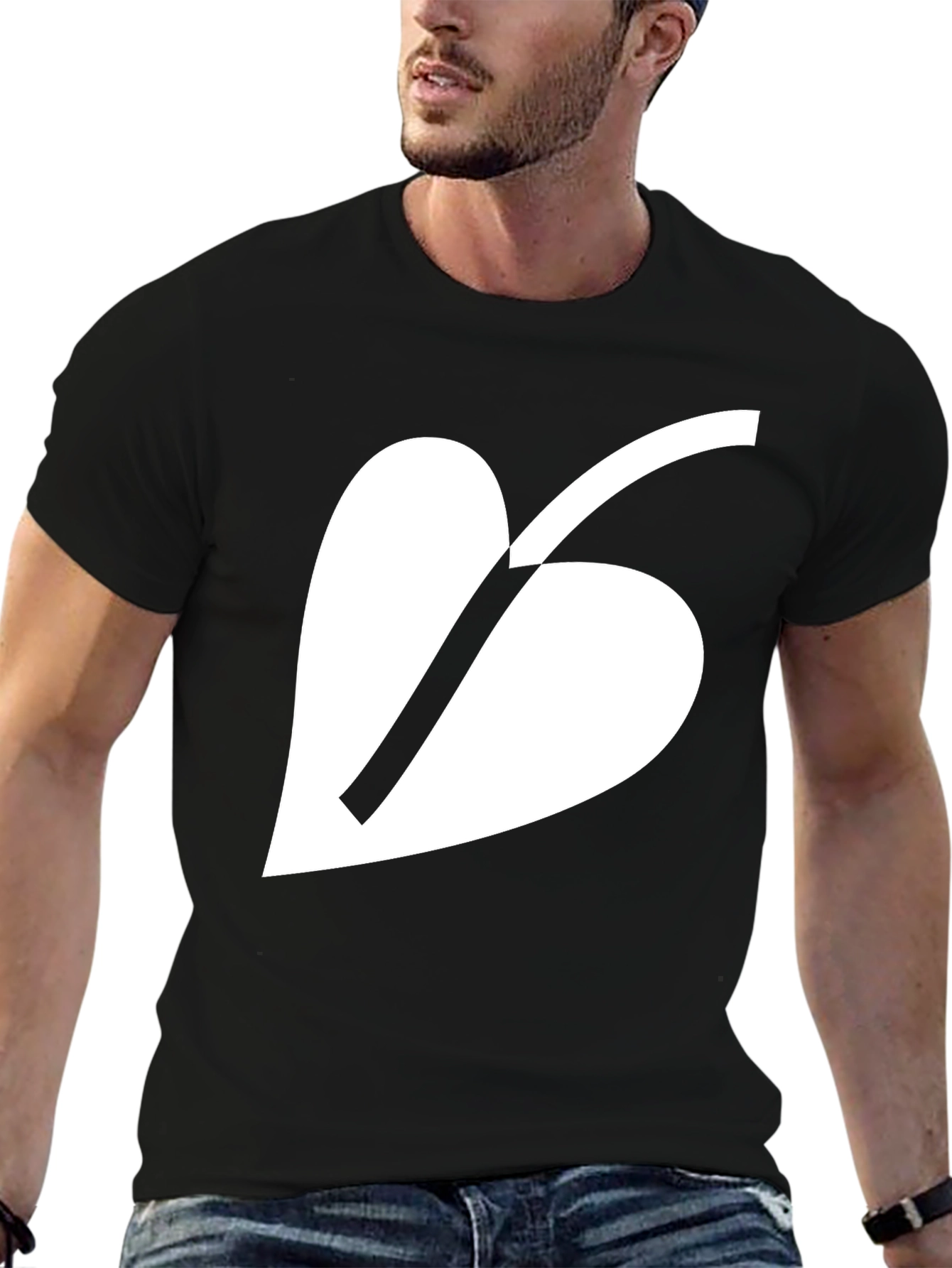 Minimalist Leaf Graphic Black T-Shirt