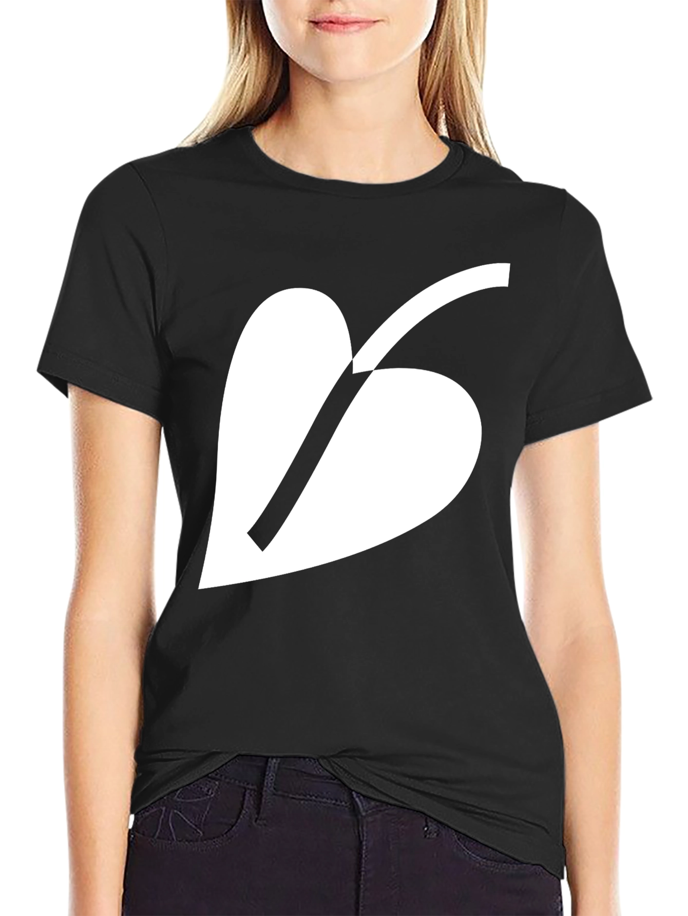 Minimalist Leaf Graphic Black T-Shirt