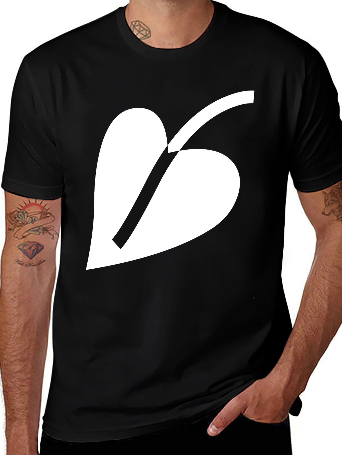 Minimalist Leaf Graphic Black T-Shirt