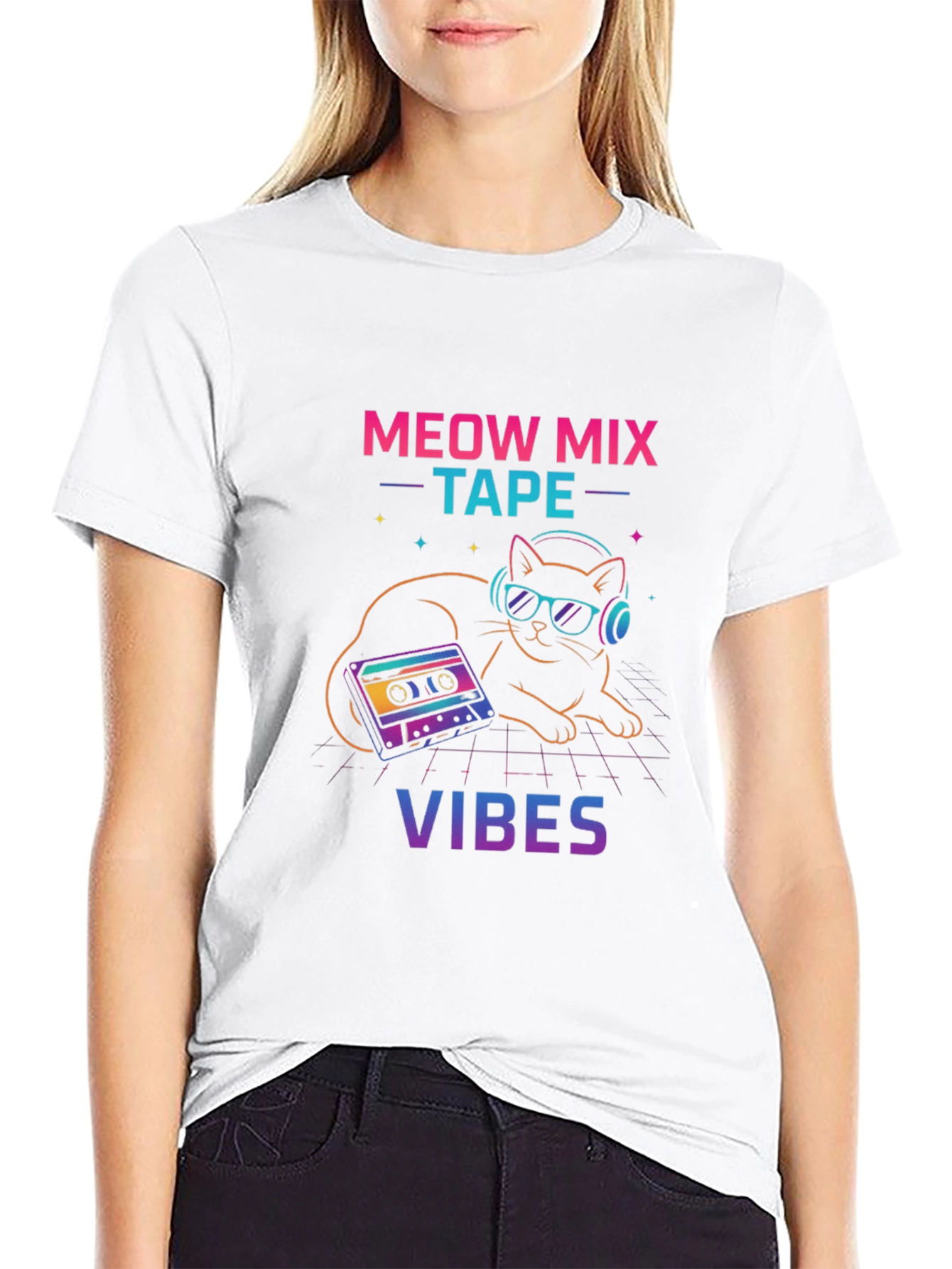 Meow Mix Tape Vibes Graphic T-Shirt