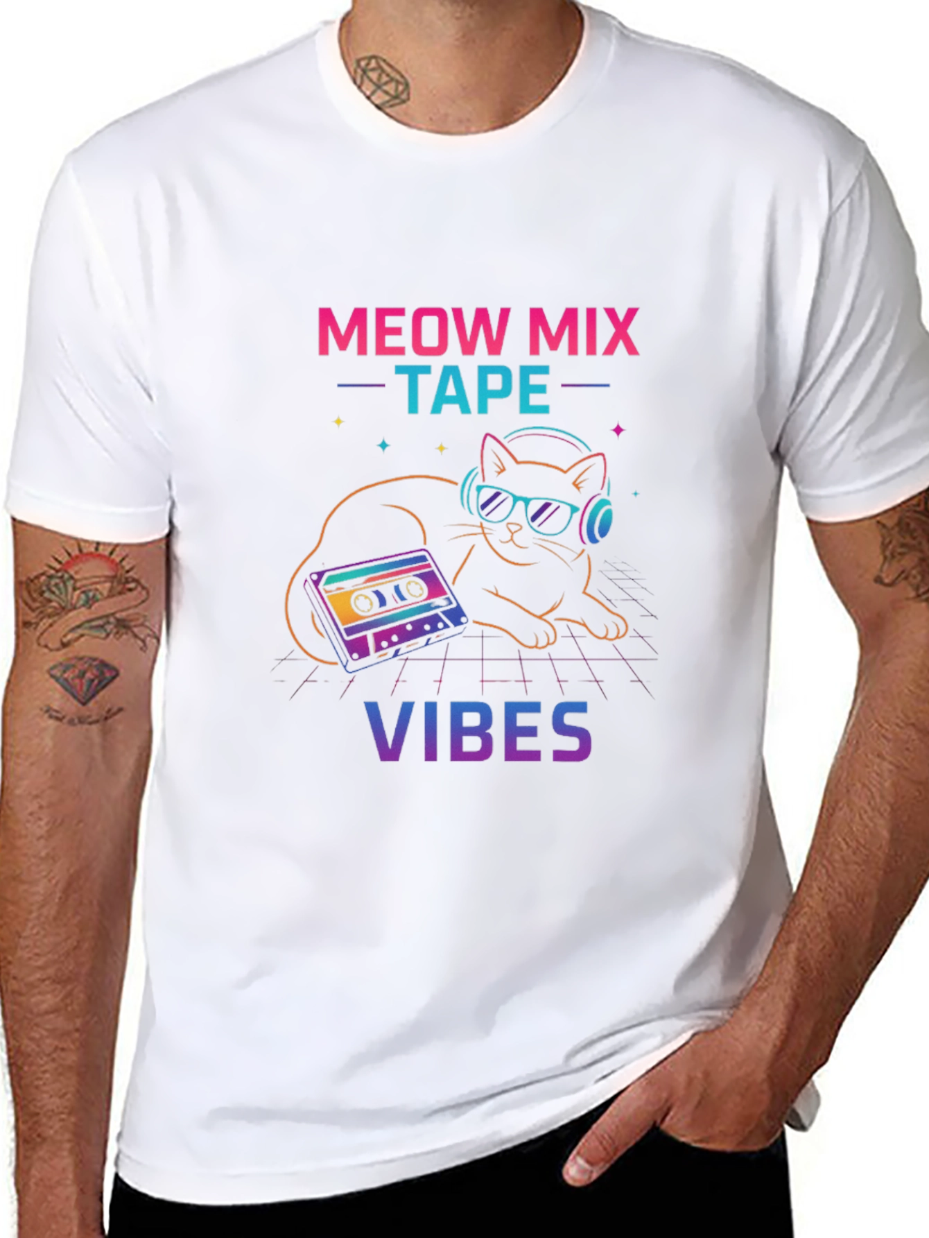 Meow Mix Tape Vibes Graphic T-Shirt