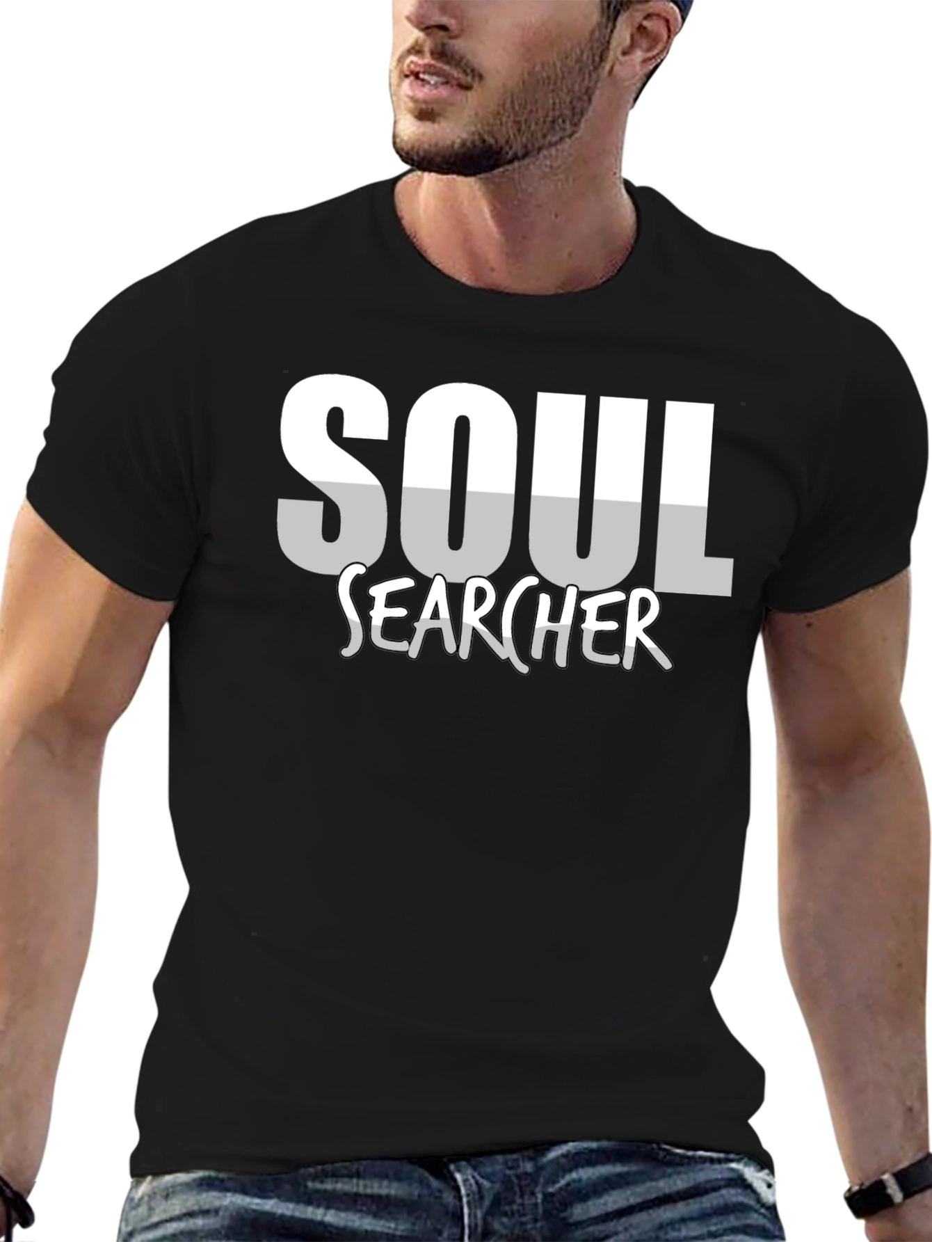 Soul Searcher Graphic Tee - Black Cotton Casual Shirt