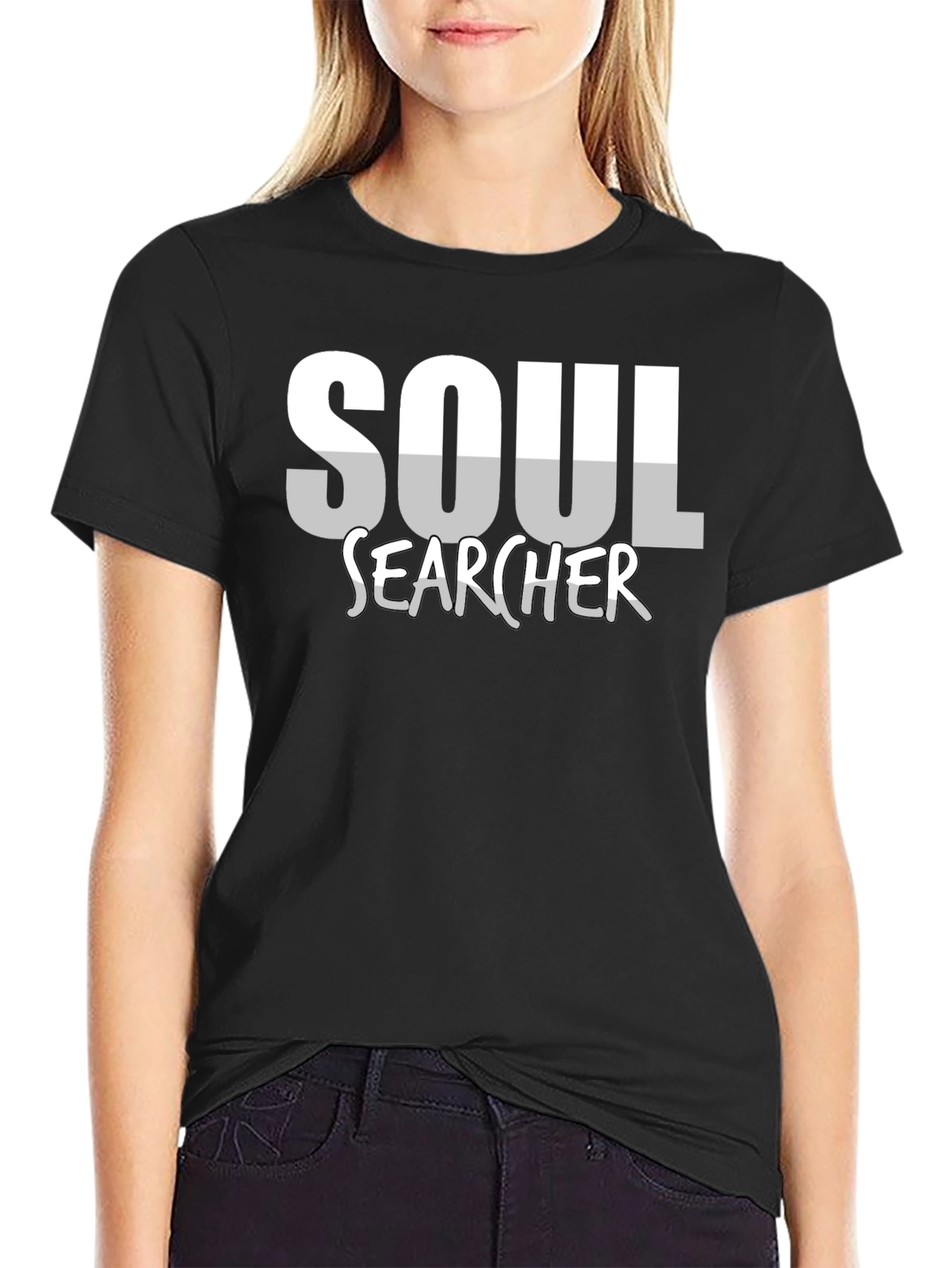 Soul Searcher Graphic Tee - Black Cotton Casual Shirt