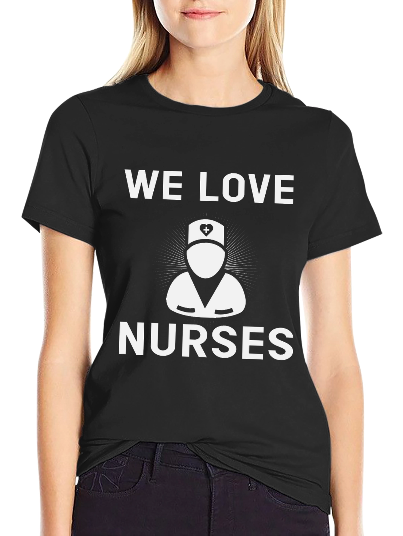 We Love Nurses Graphic Tee - Black Cotton