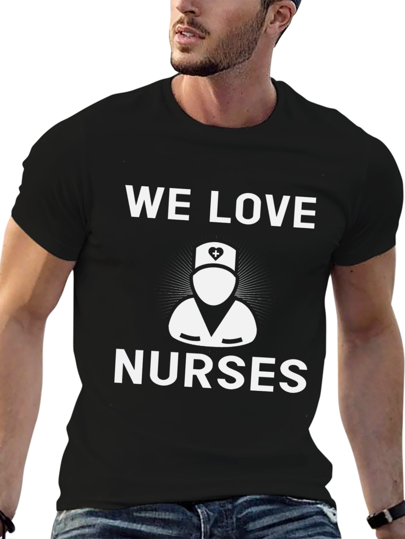 We Love Nurses Graphic Tee - Black Cotton