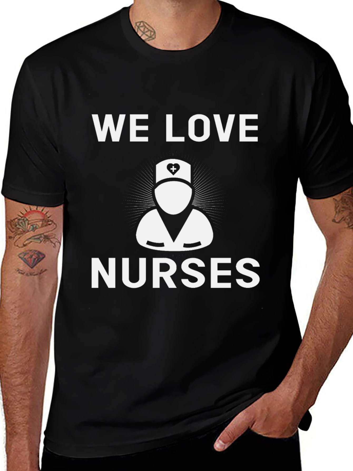 We Love Nurses Graphic Tee - Black Cotton
