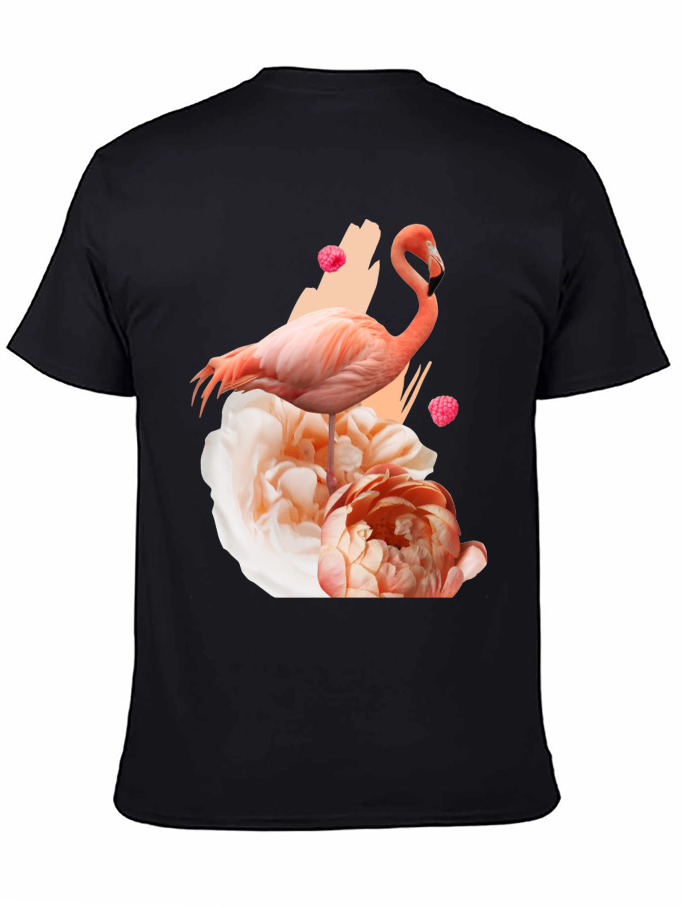 Flamingo Floral Graphic Black T-Shirt