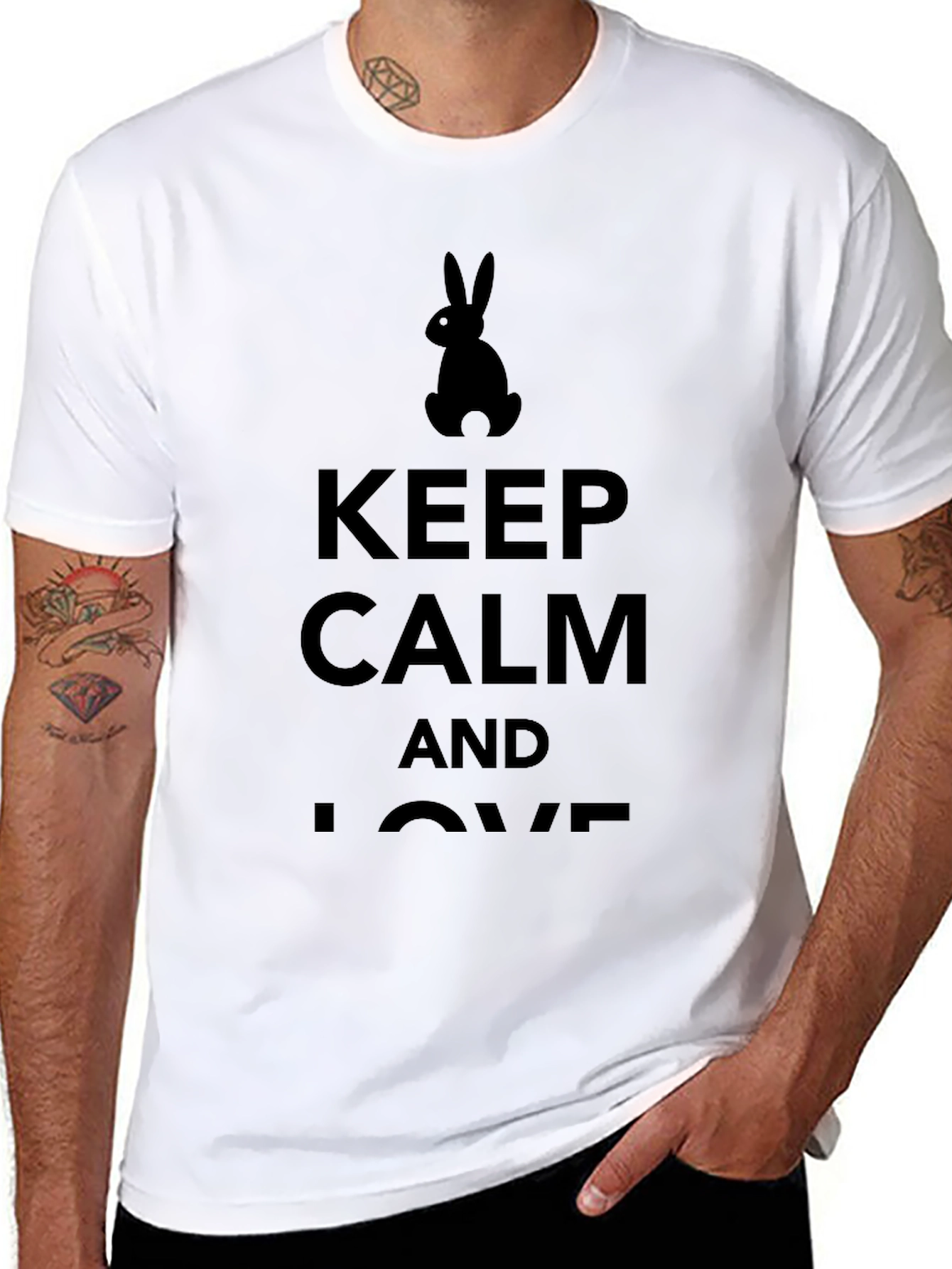 Keep Calm and Love Bunny T-Shirt - Black