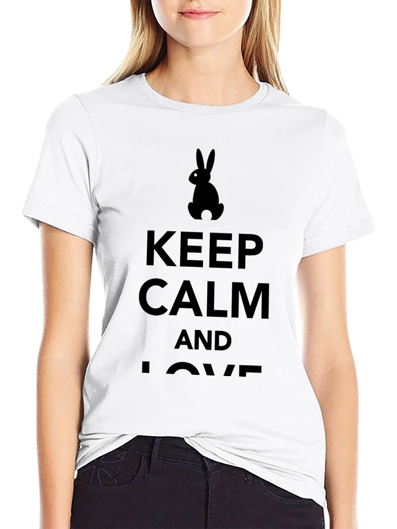 Keep Calm and Love Bunny T-Shirt - Black