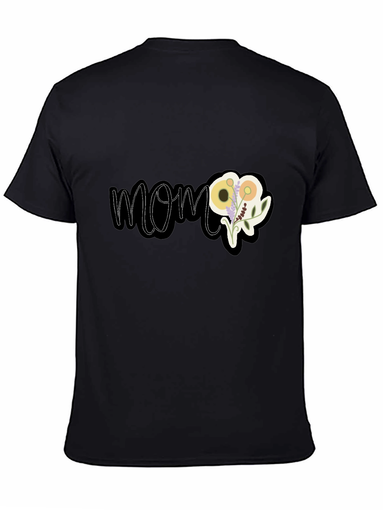 Floral MOM Graphic Black T-Shirt