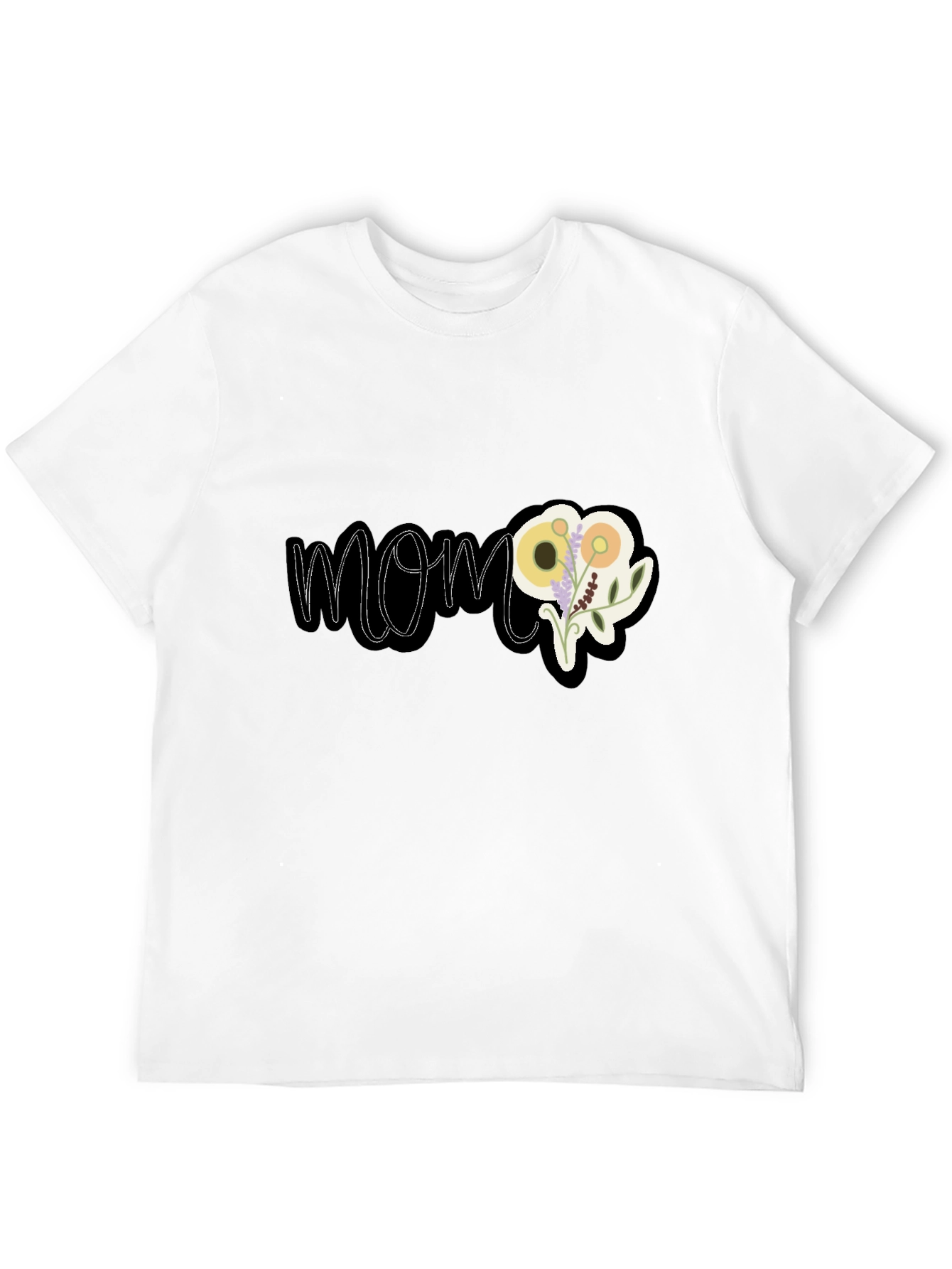 Floral MOM Graphic Black T-Shirt