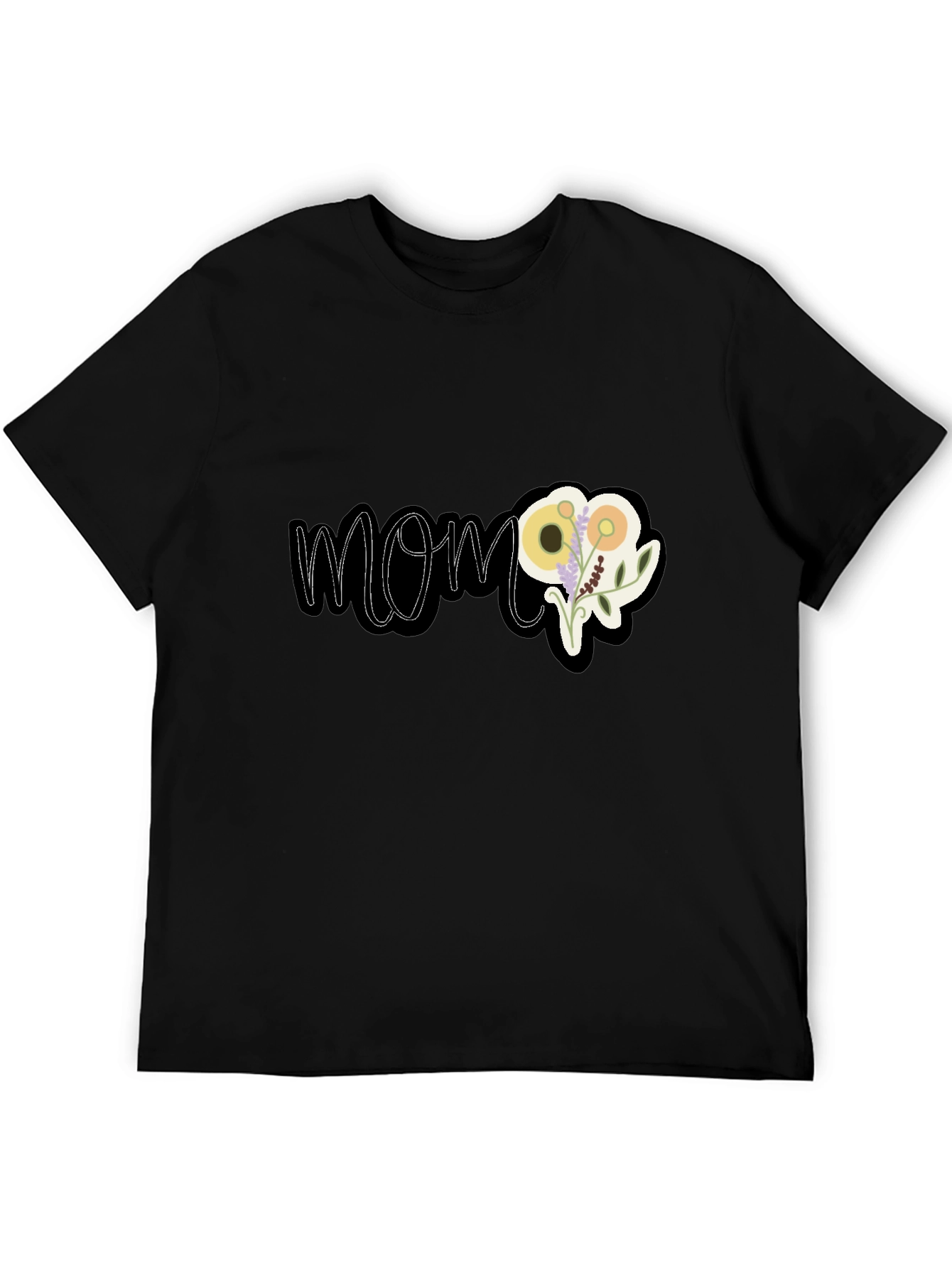 Floral MOM Graphic Black T-Shirt