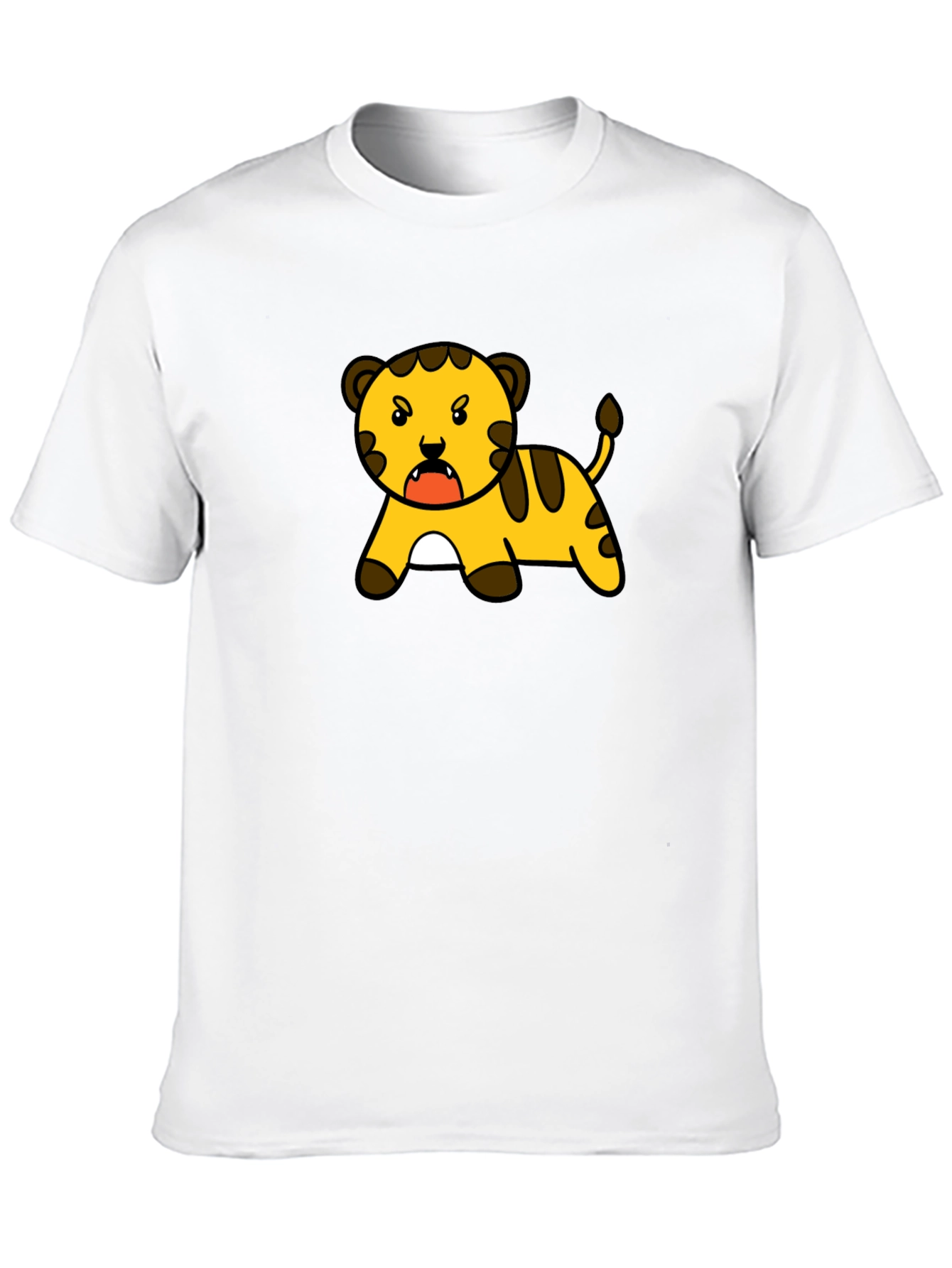 Cartoon Tiger Graphic Tee - Black T-Shirt