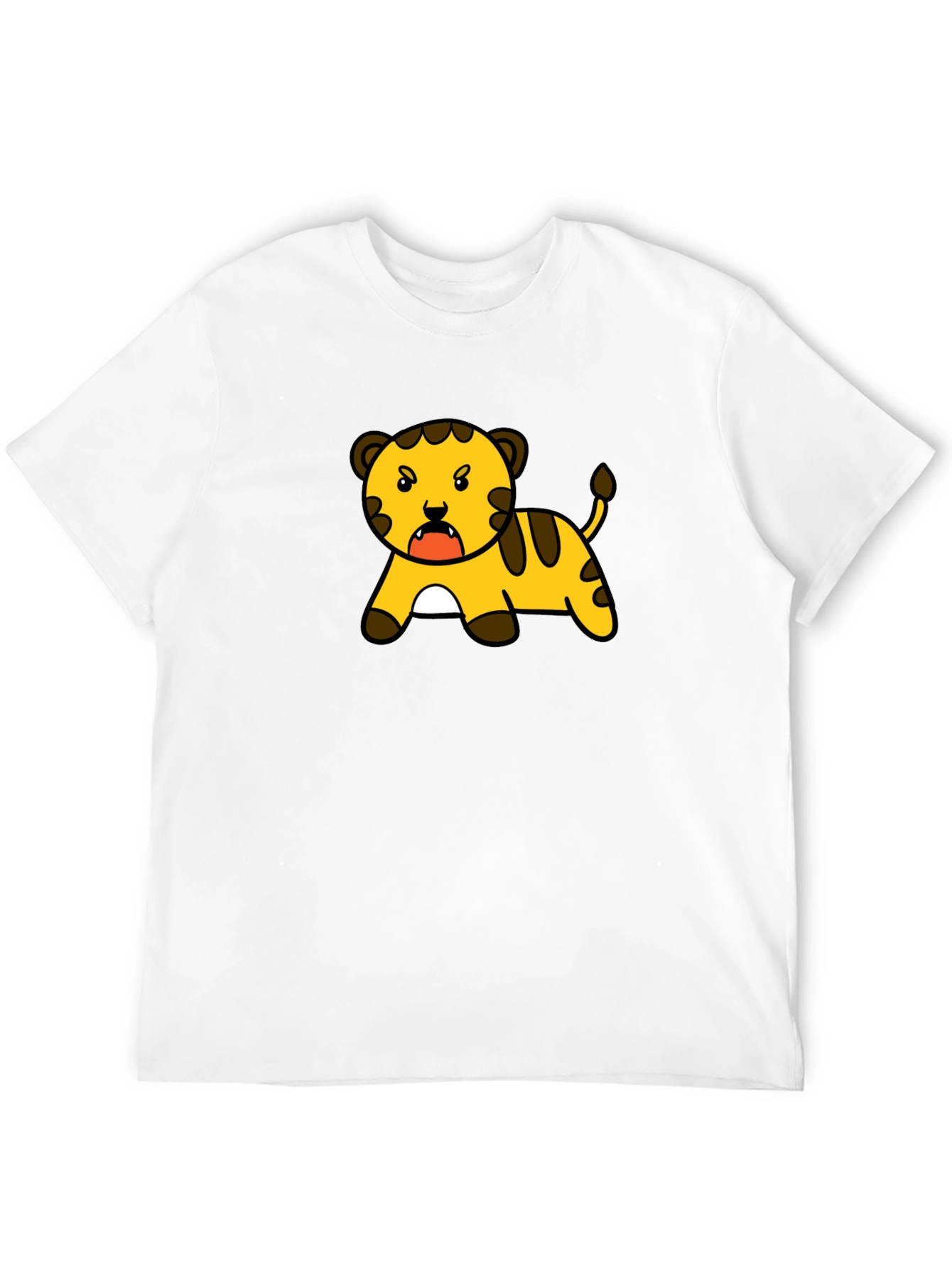 Cartoon Tiger Graphic Tee - Black T-Shirt