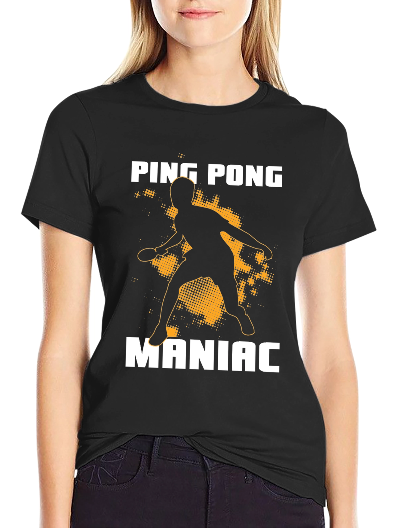 Ping Pong Maniac T-Shirt - Black Graphic Tee