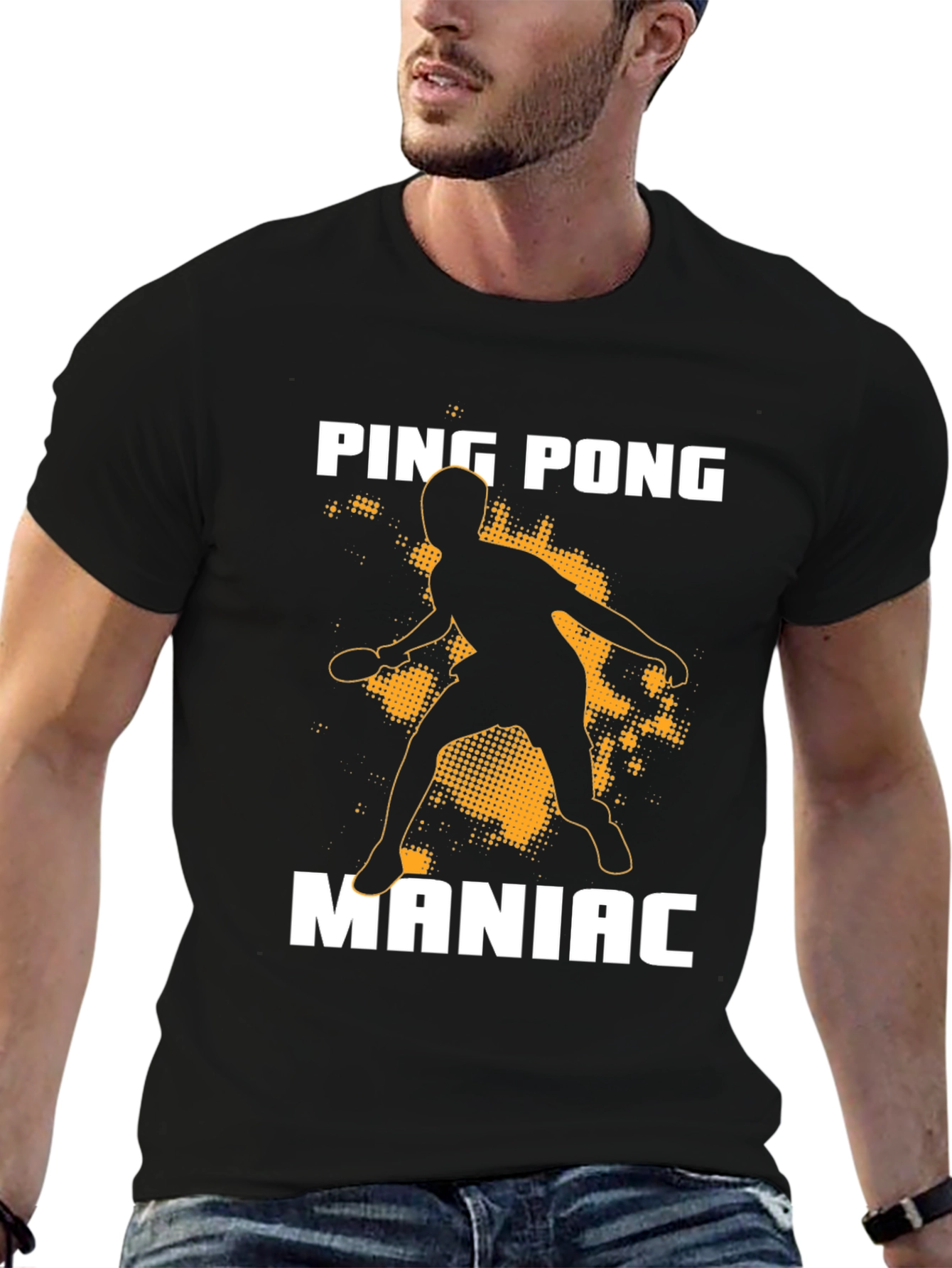 Ping Pong Maniac T-Shirt - Black Graphic Tee