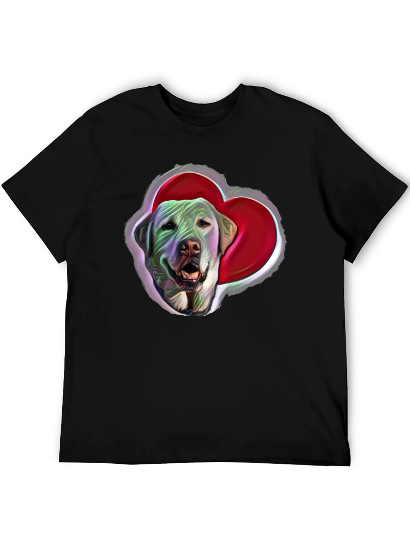 Dog with Heart Graphic Tee - Black