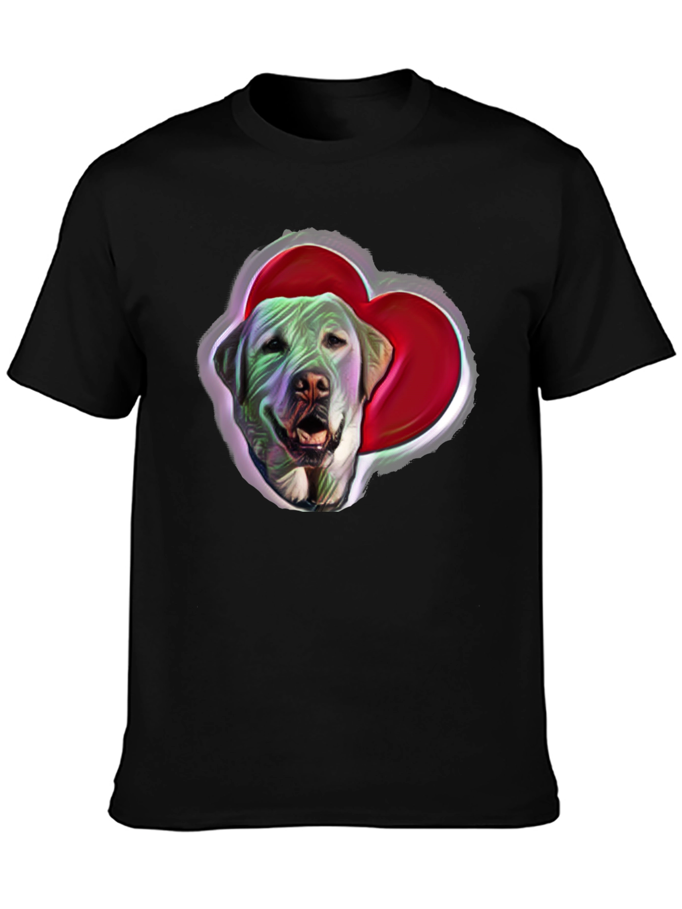 Dog with Heart Graphic Tee - Black