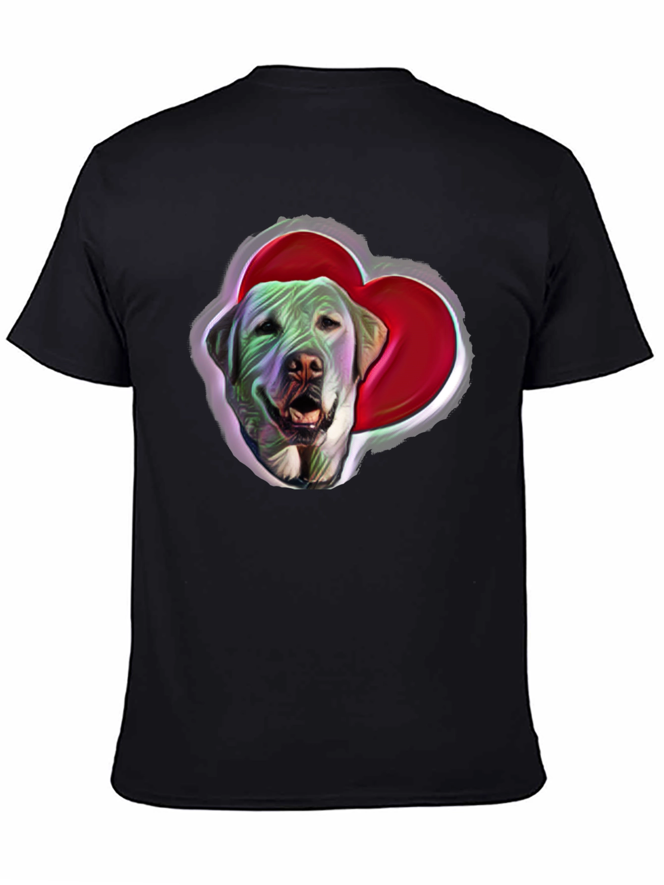 Dog with Heart Graphic Tee - Black