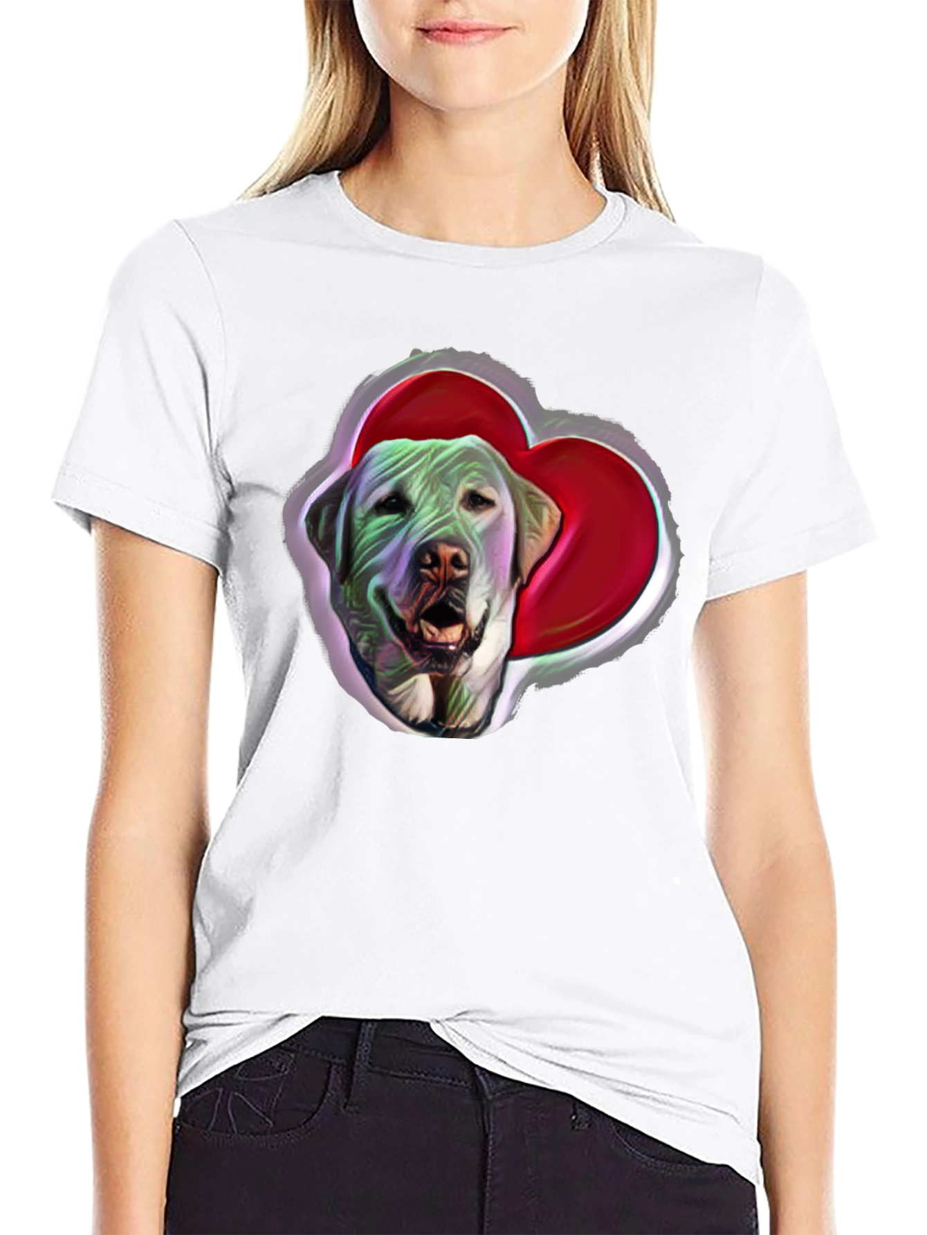 Dog with Heart Graphic Tee - Black