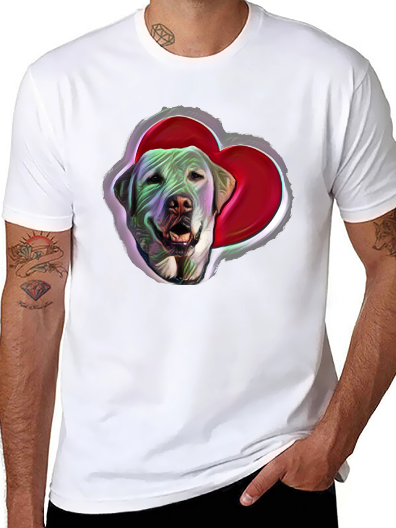 Dog with Heart Graphic Tee - Black