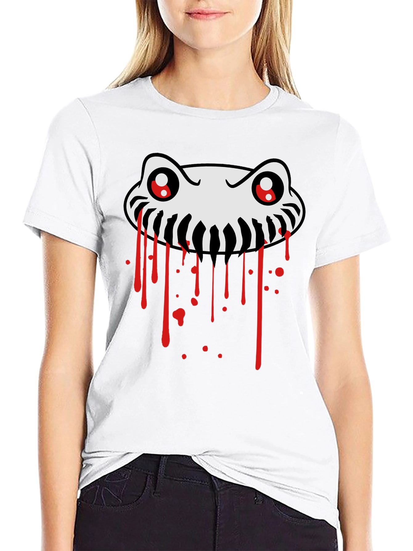 Spooky Creature Graphic Tee - Black Cotton T-Shirt